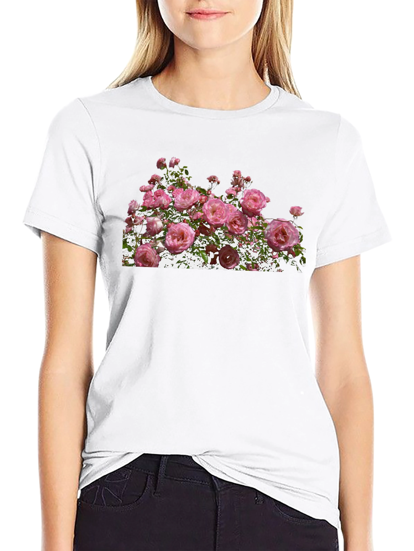 Floral Print Black T-Shirt