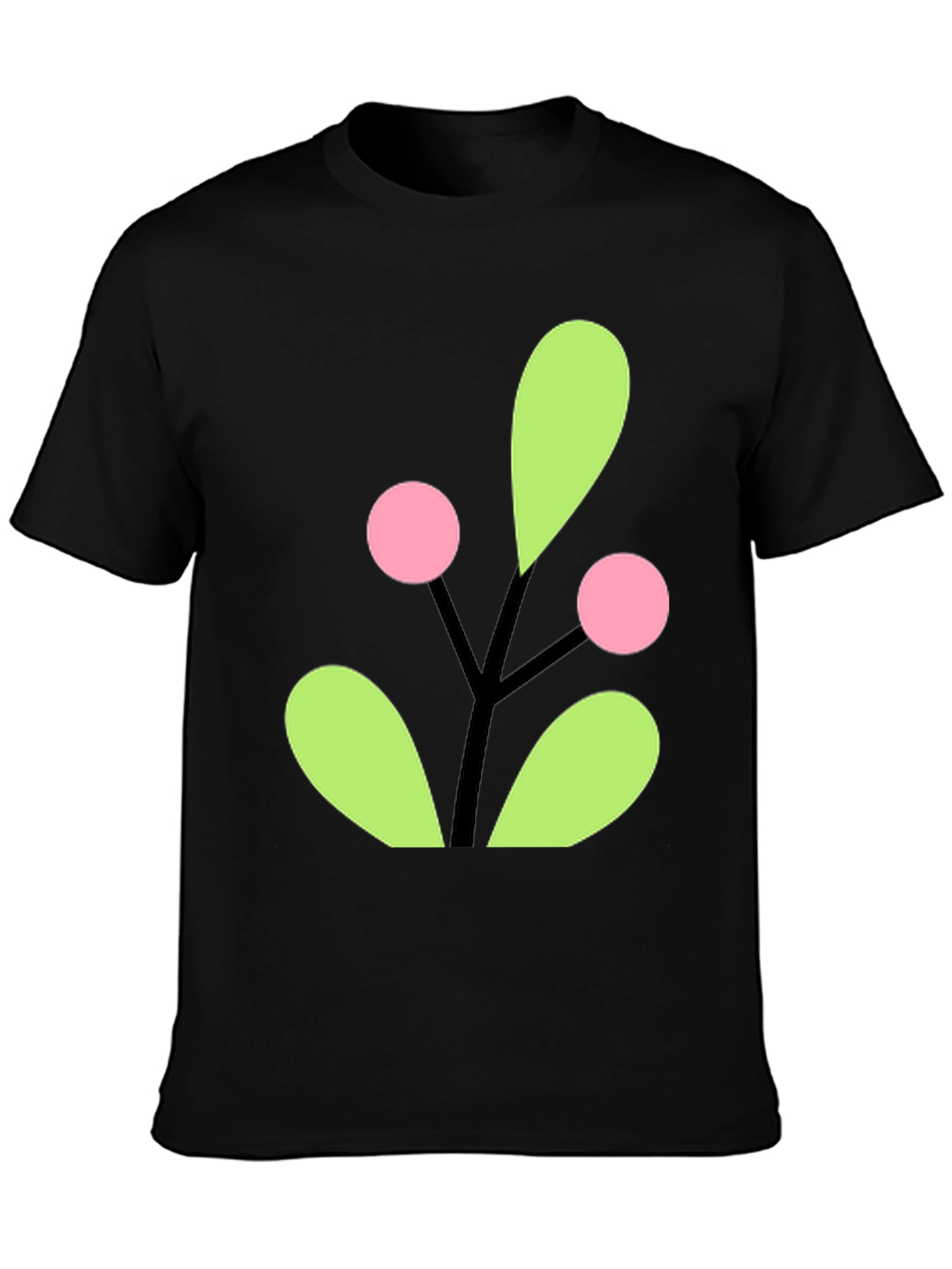 Berry Branch Graphic Tee - Black Cotton Casual Wear