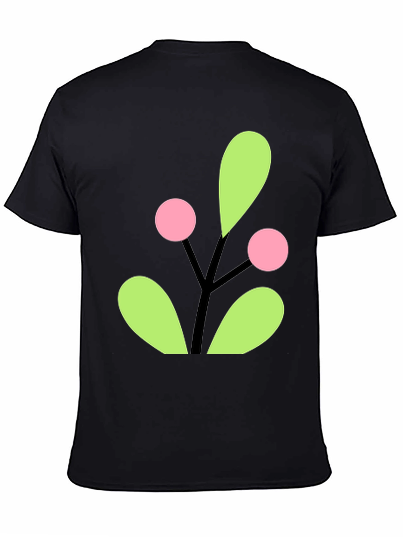 Berry Branch Graphic Tee - Black Cotton Casual Wear