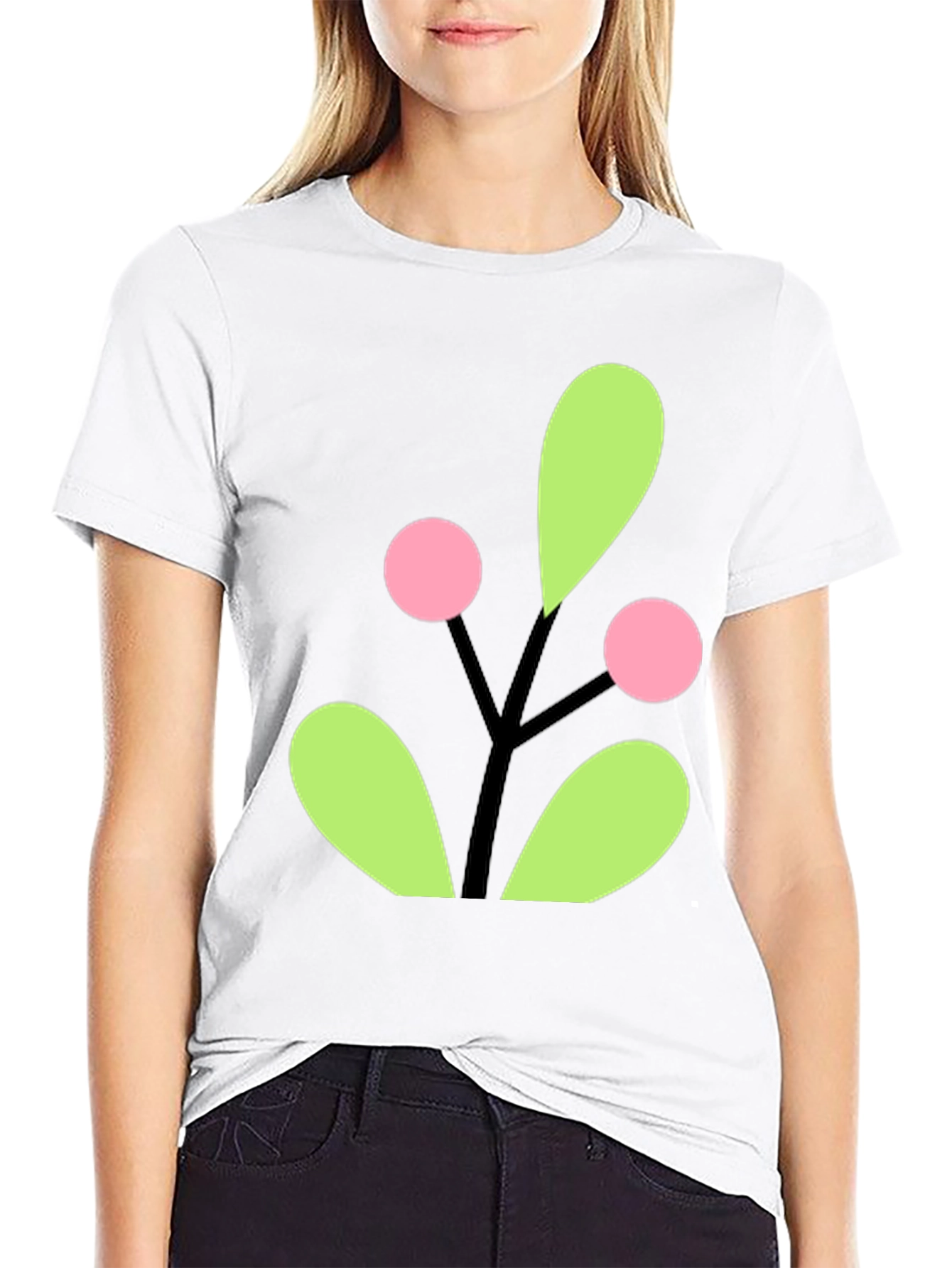 Berry Branch Graphic Tee - Black Cotton Casual Wear