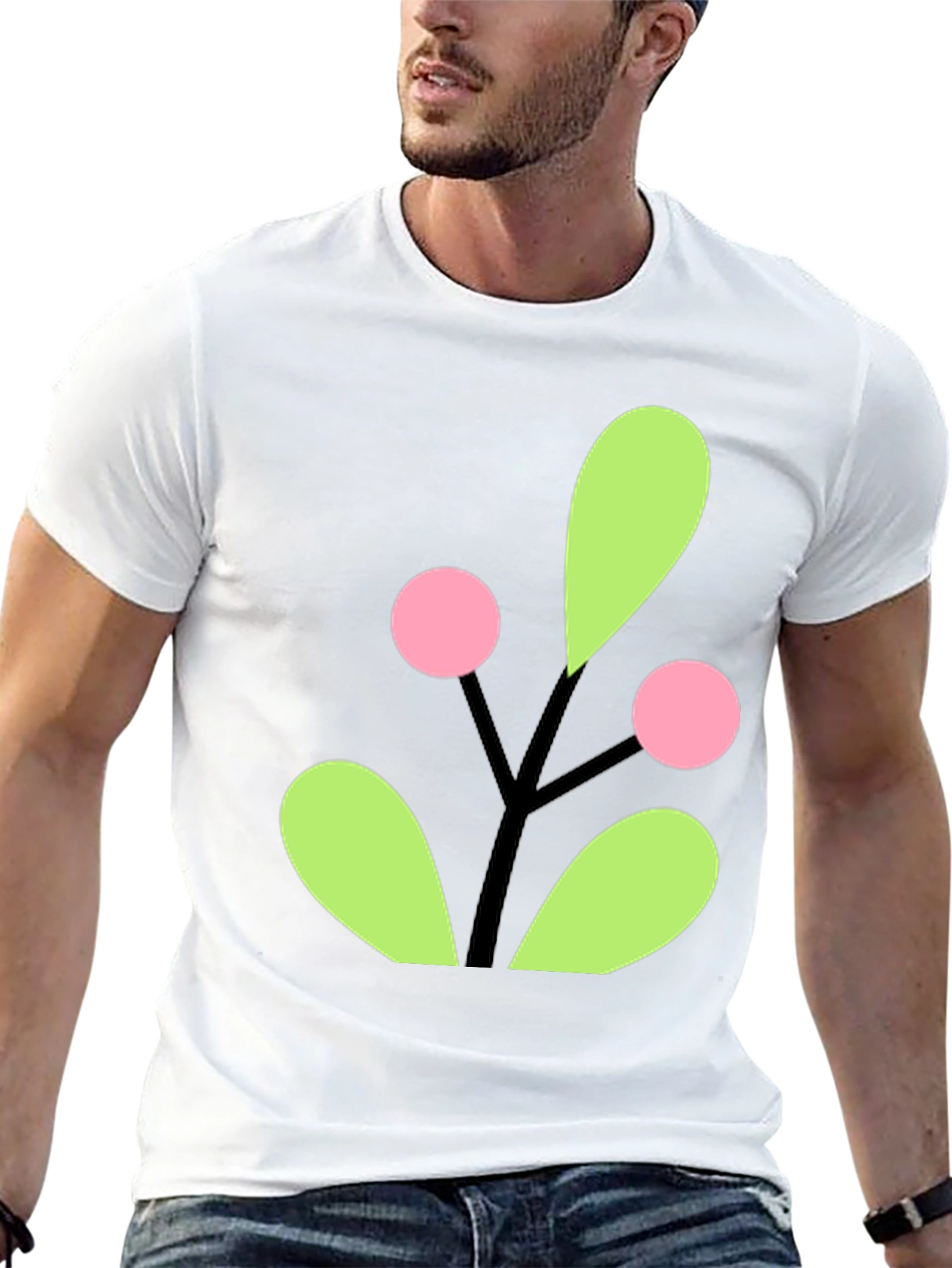 Berry Branch Graphic Tee - Black Cotton Casual Wear