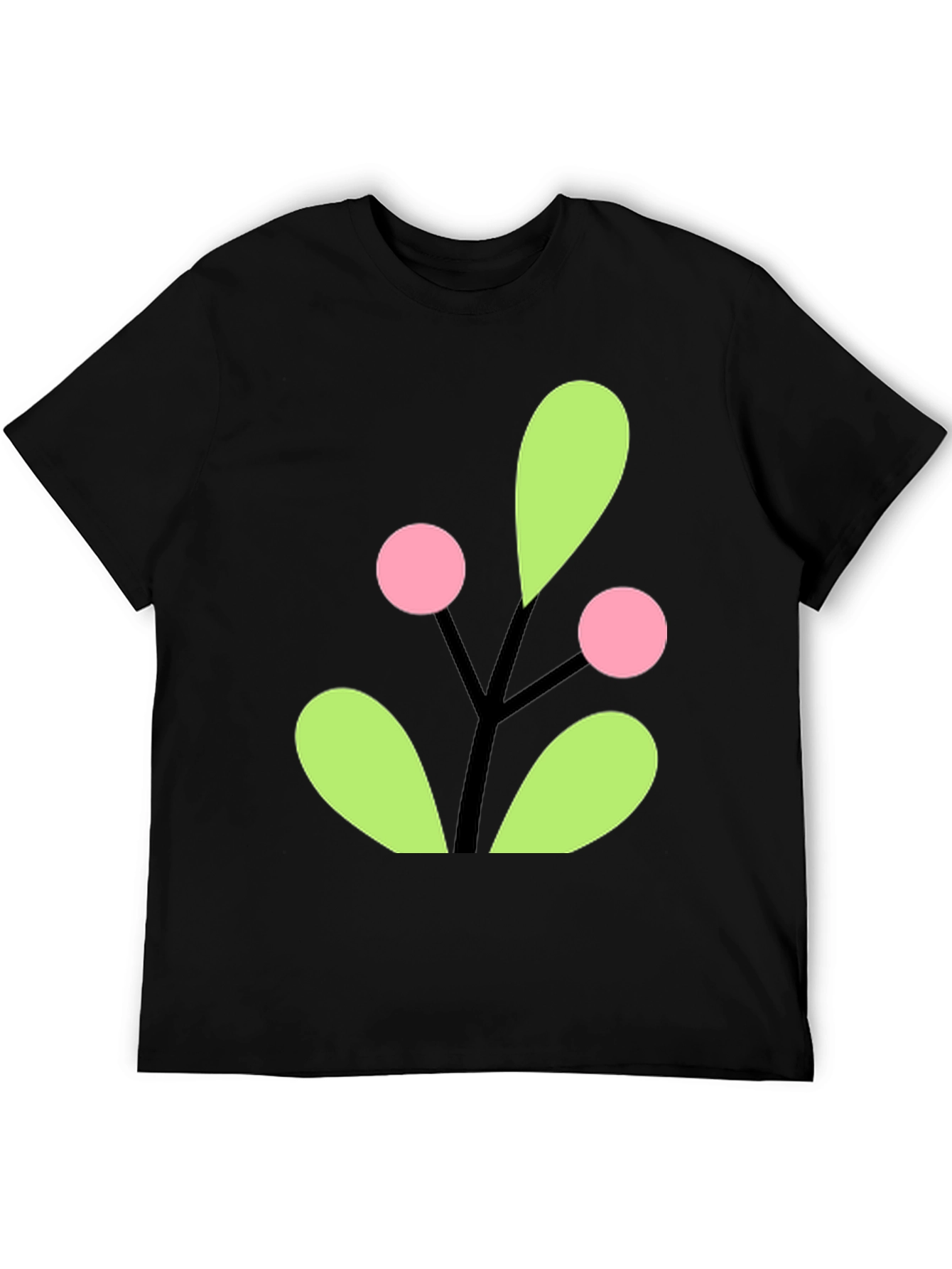 Berry Branch Graphic Tee - Black Cotton Casual Wear