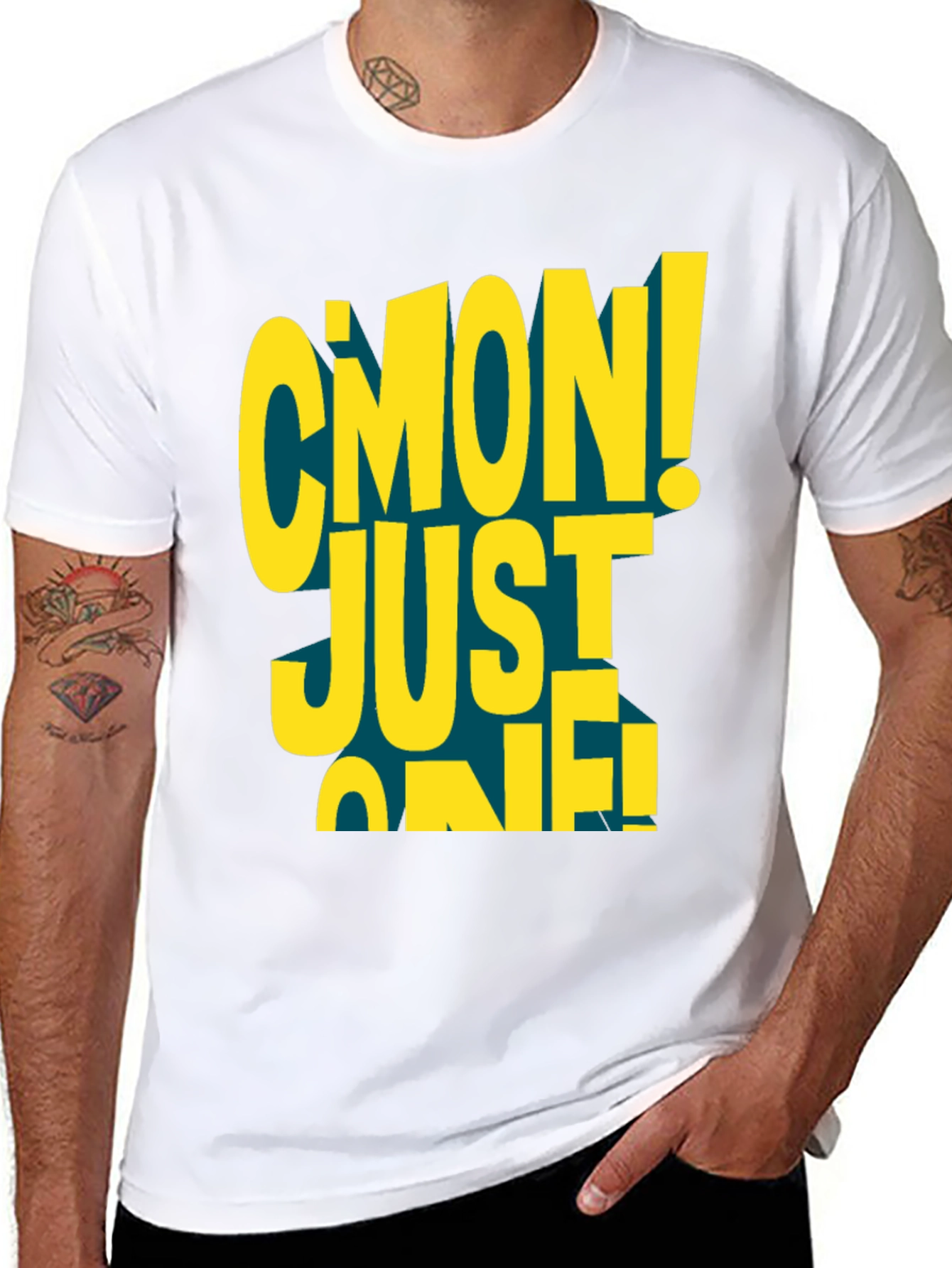 Cmon Just One! Graphic Black T-Shirt