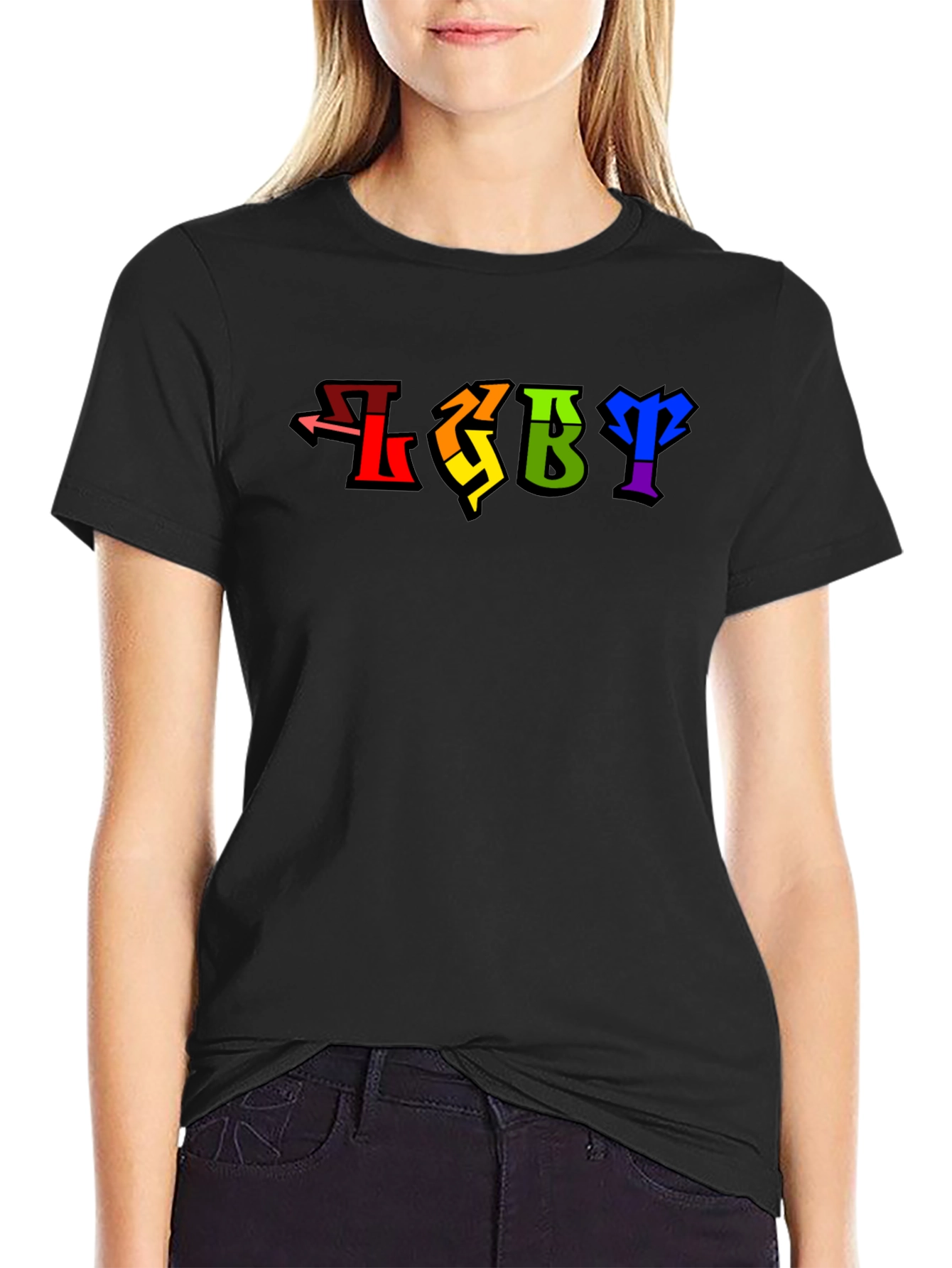 LGBT Pride Rainbow Lettering Black T-Shirt