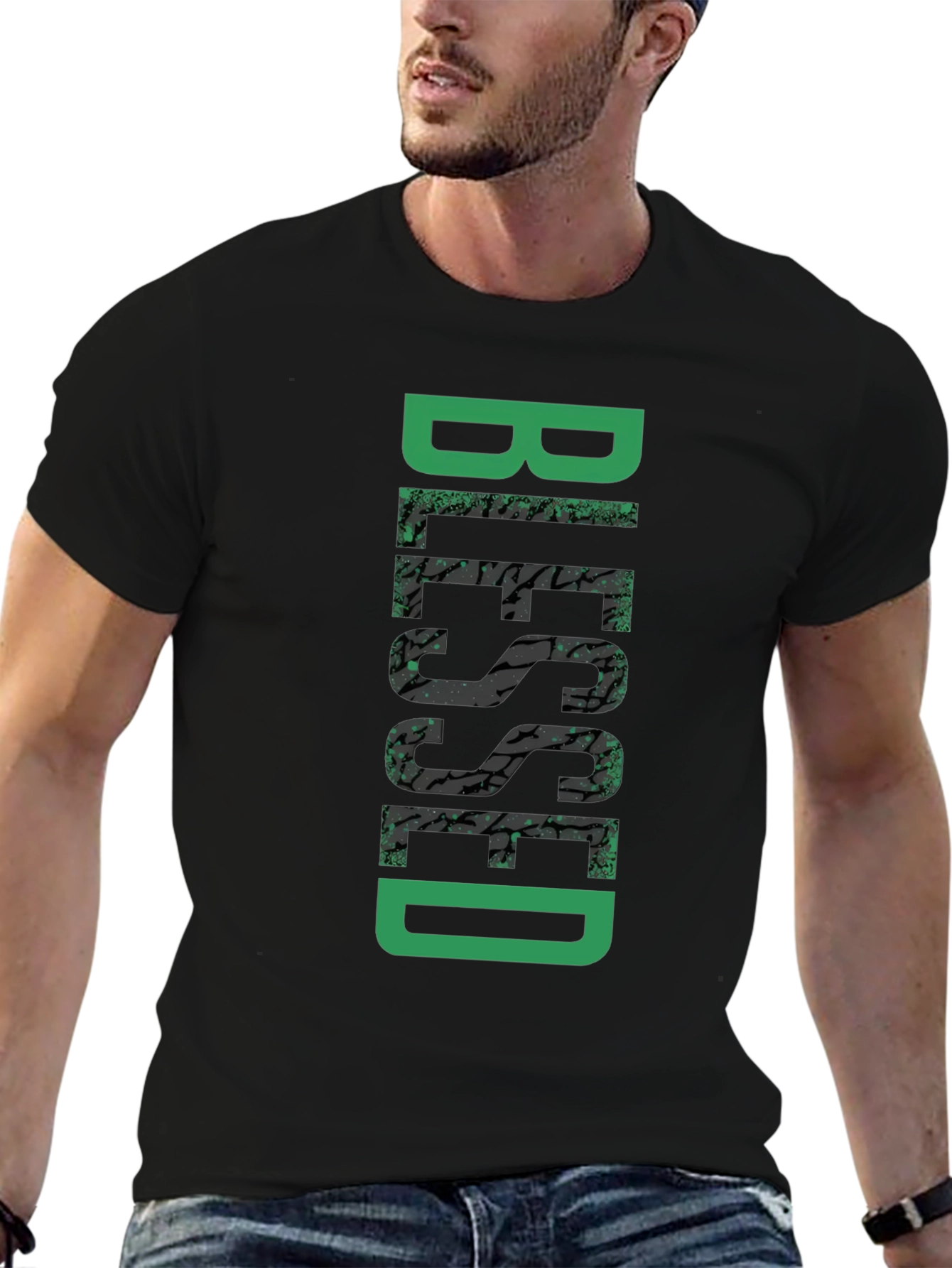 Blessed Graphic Tee - Black Cotton Casual Wear