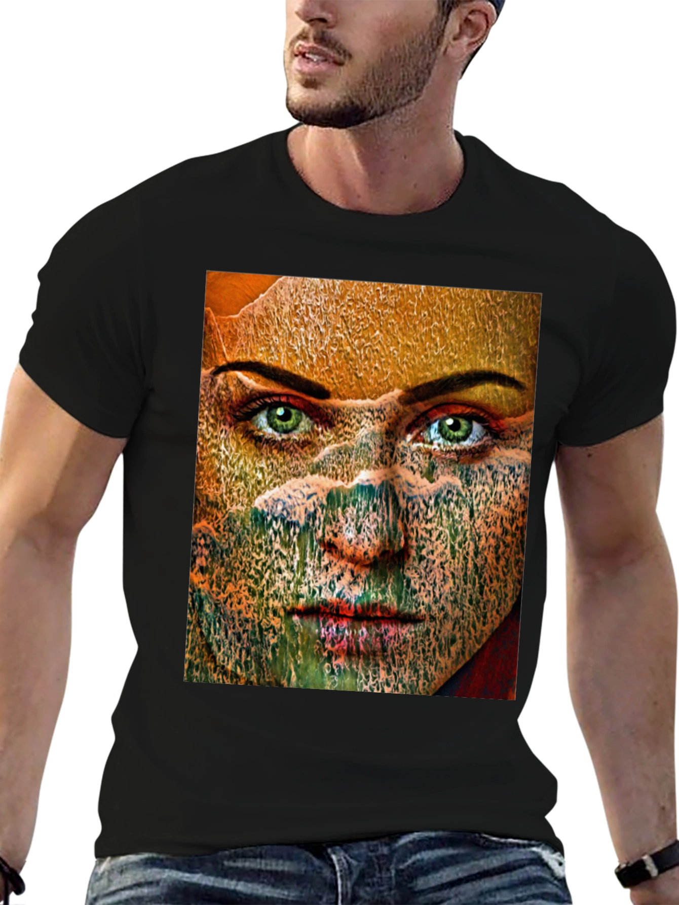 Abstract Woman Graphic Print Black T-Shirt