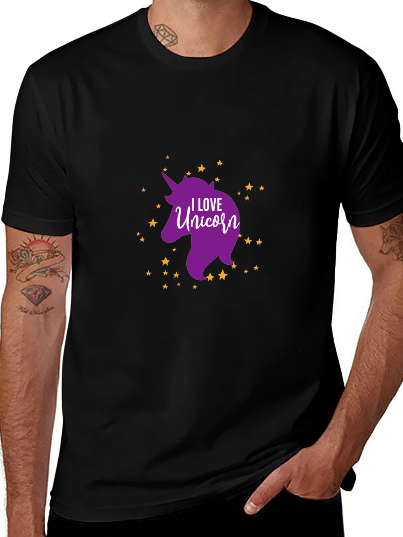 I Love Unicorn Black T-Shirt