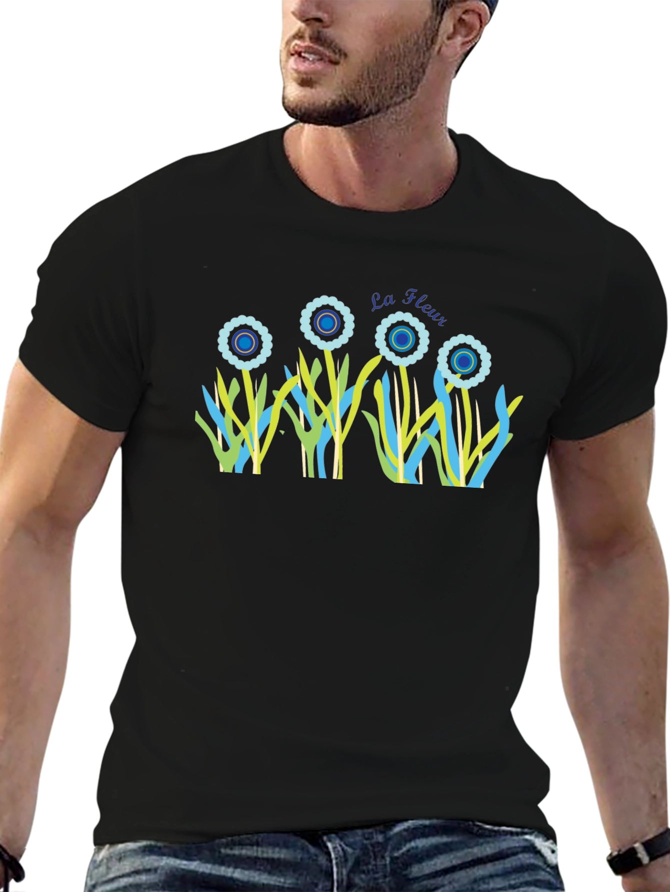 La Fleur Graphic Print Tee - Stylish Black T-Shirt