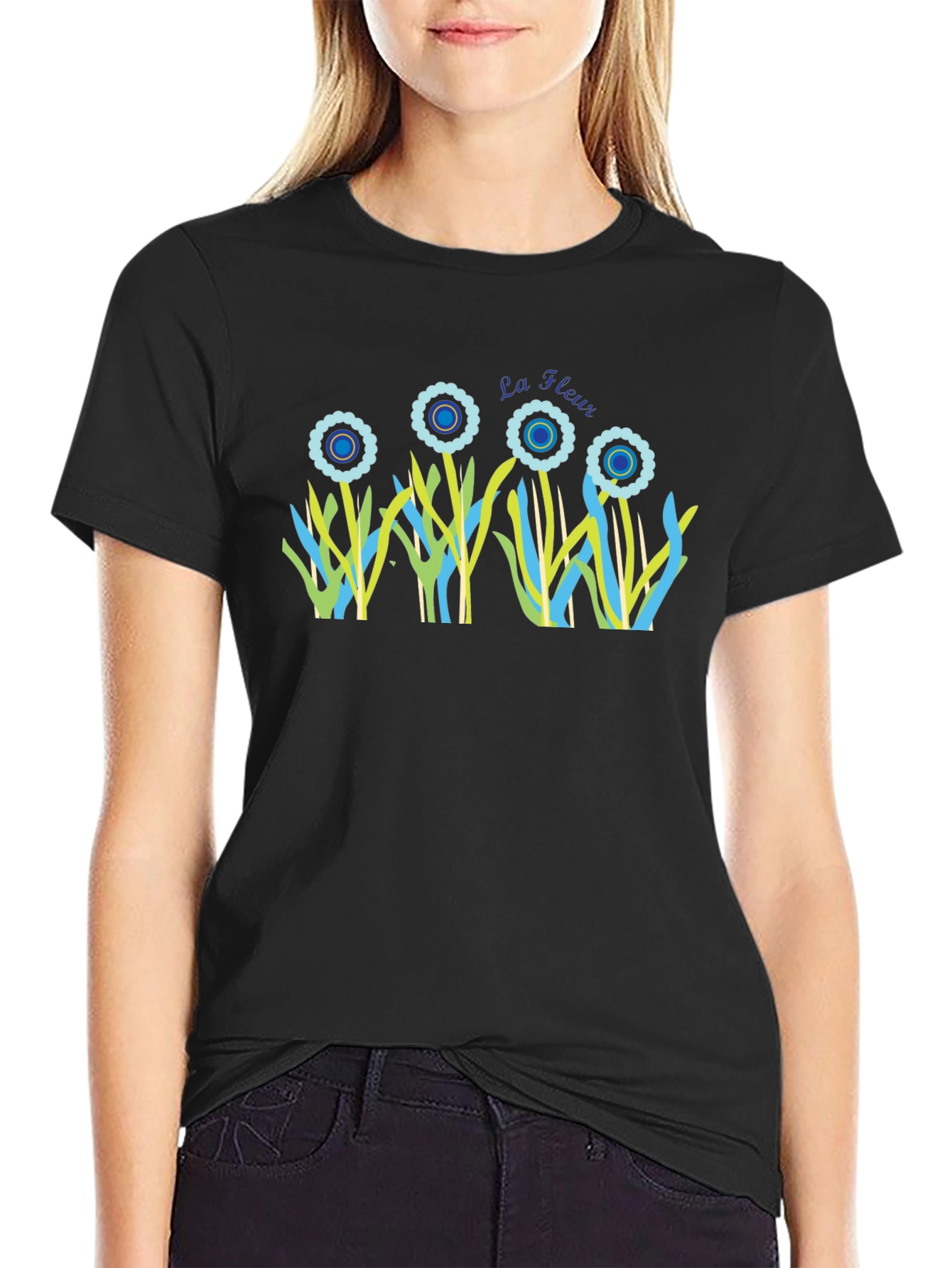 La Fleur Graphic Print Tee - Stylish Black T-Shirt