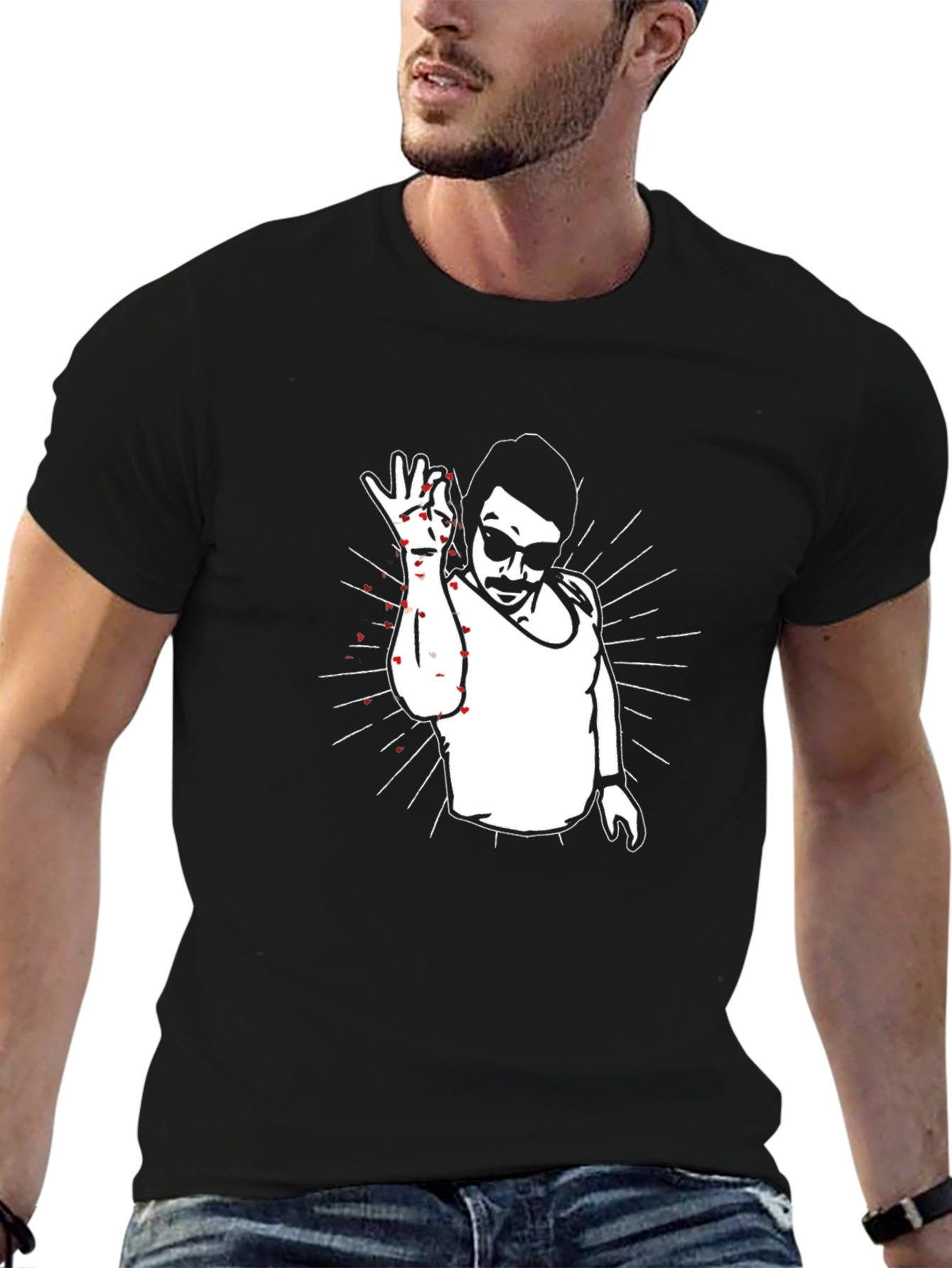 Salt Bae Graphic Black T-Shirt - Food Meme