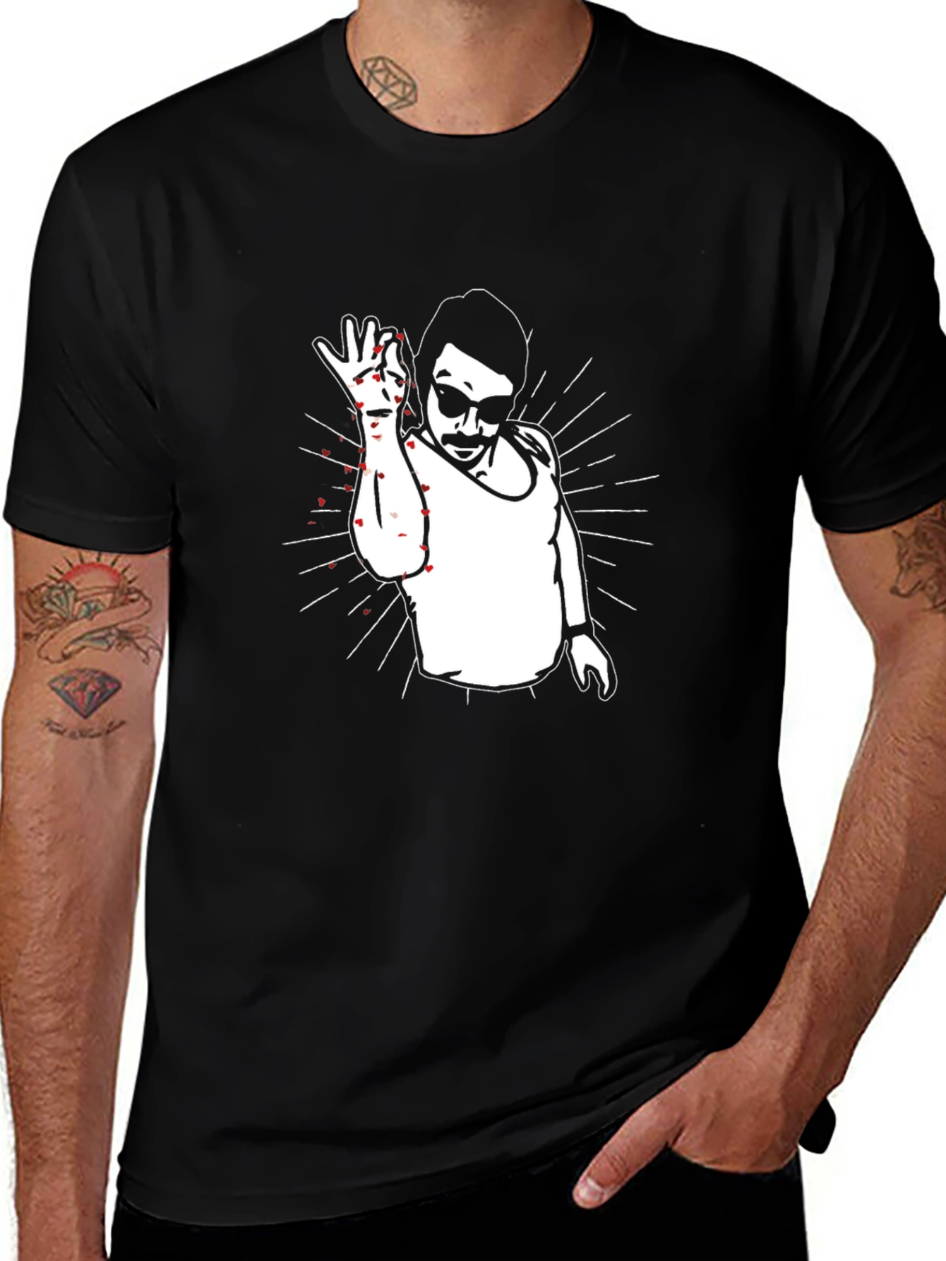 Salt Bae Graphic Black T-Shirt - Food Meme