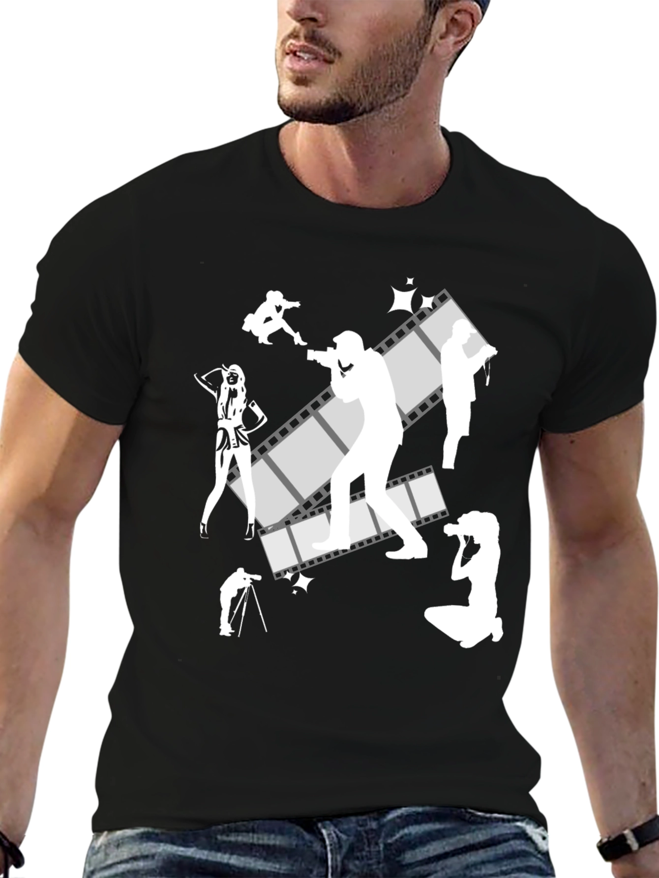 Photographer Film Reel Graphic Tee - Black