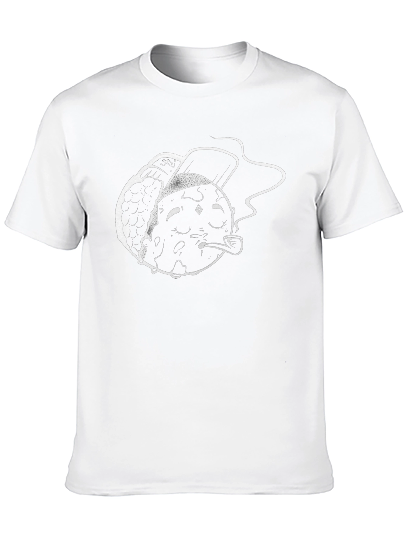 Smoking Moon Graphic T-Shirt - Black Cotton Tee
