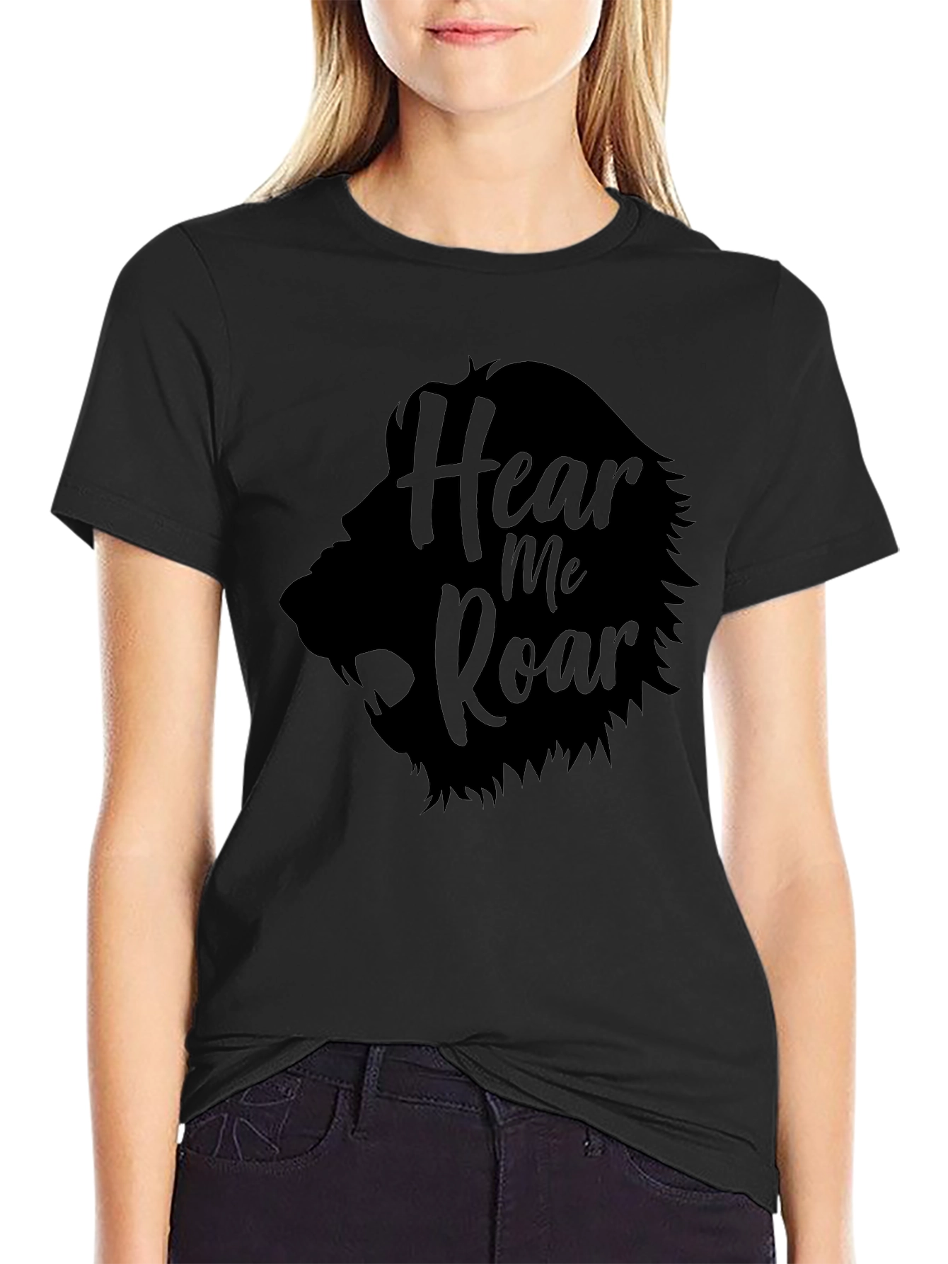 Hear Me Roar Black Graphic Tee