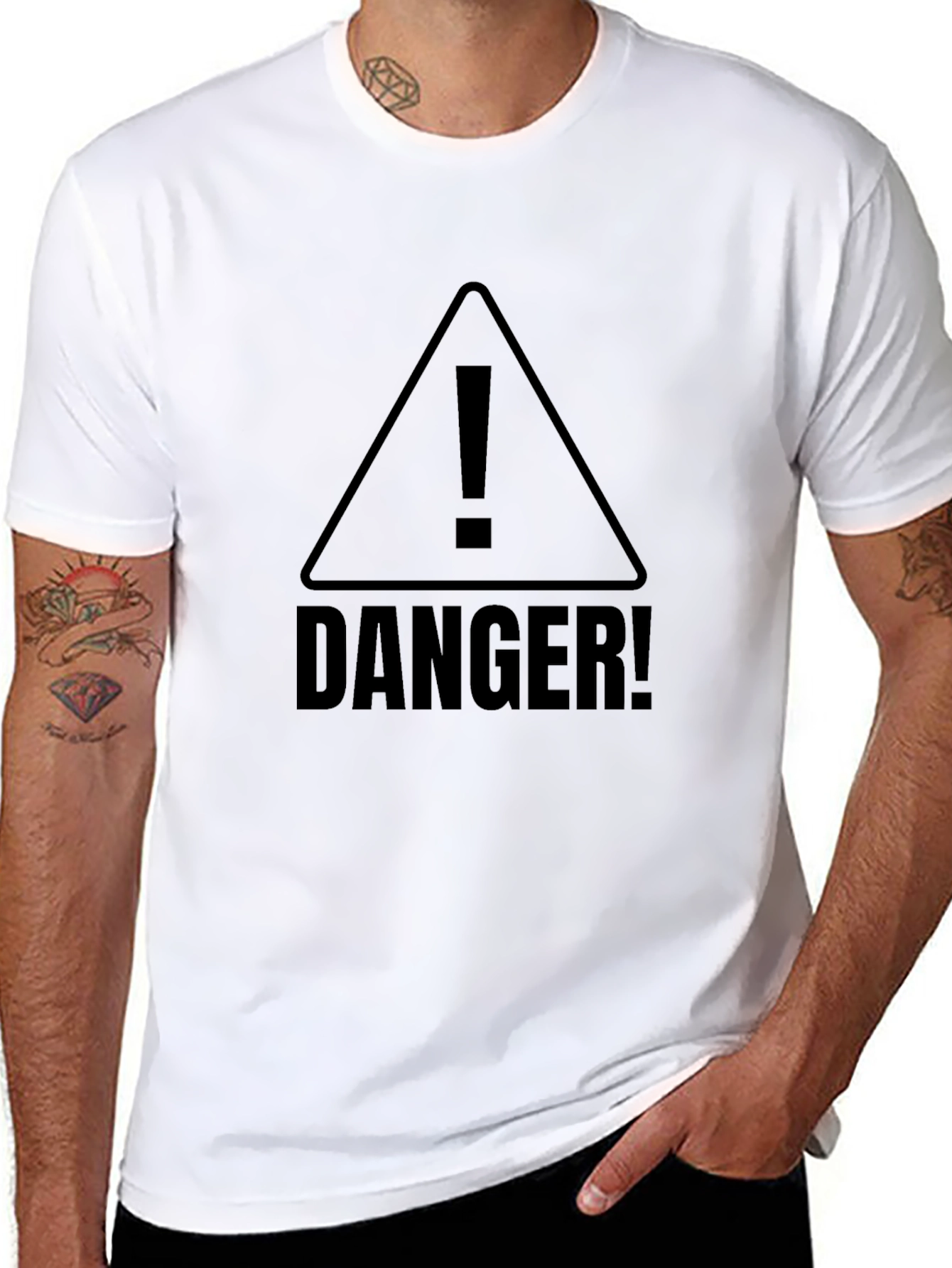 Danger! Warning Sign Black T-Shirt