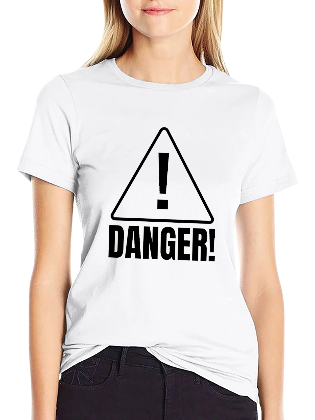 Danger! Warning Sign Black T-Shirt