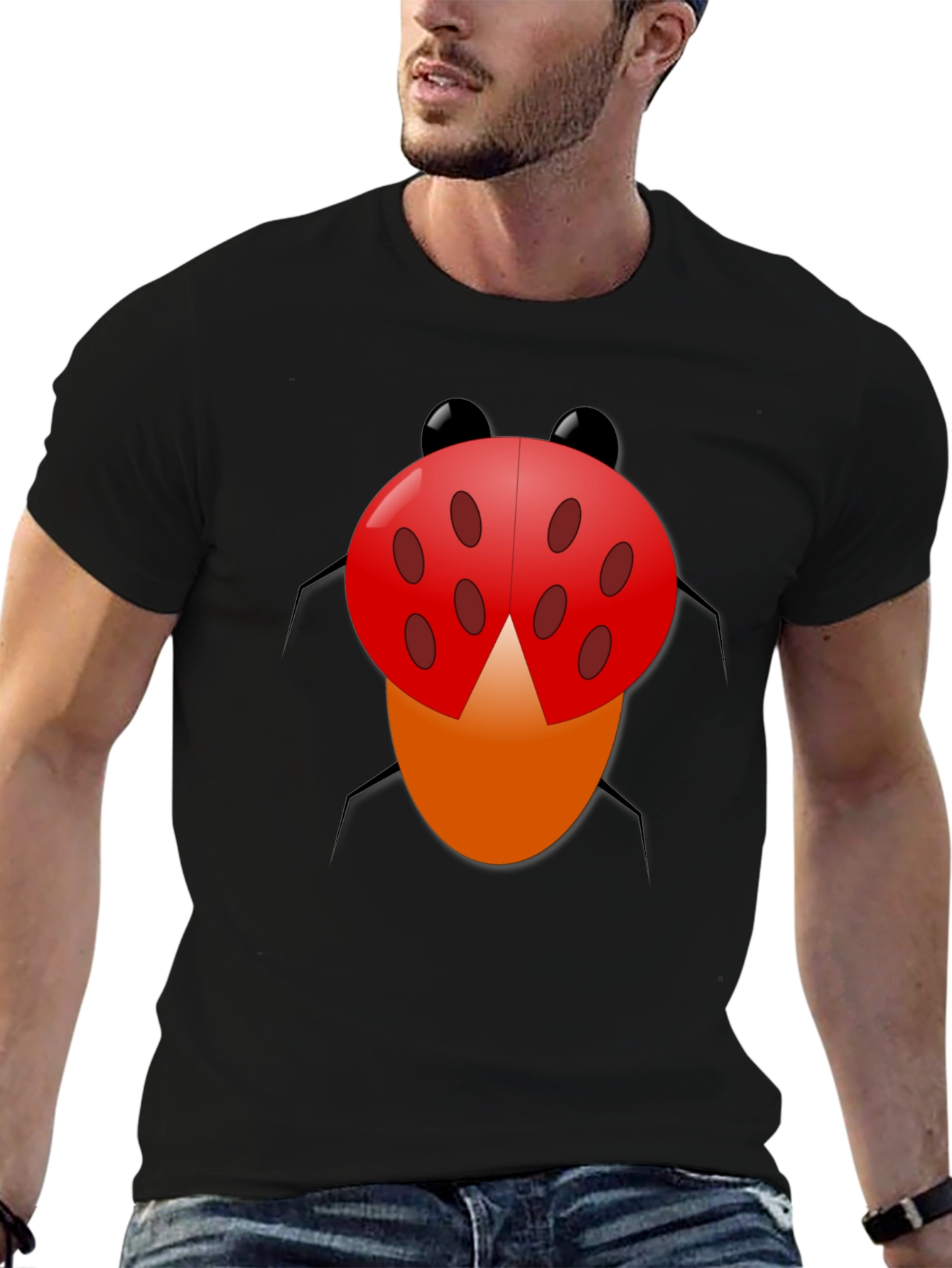 Ladybug Graphic Tee - Novelty Print Crew Neck T-Shirt