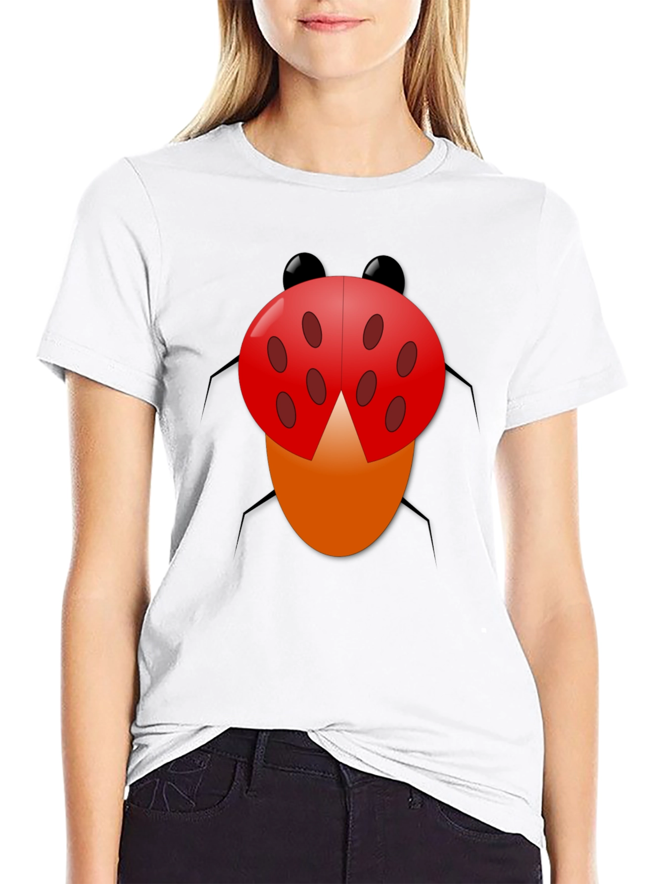 Ladybug Graphic Tee - Novelty Print Crew Neck T-Shirt