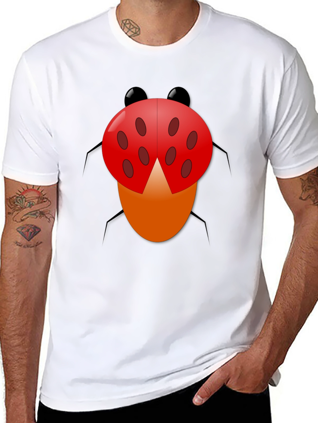 Ladybug Graphic Tee - Novelty Print Crew Neck T-Shirt