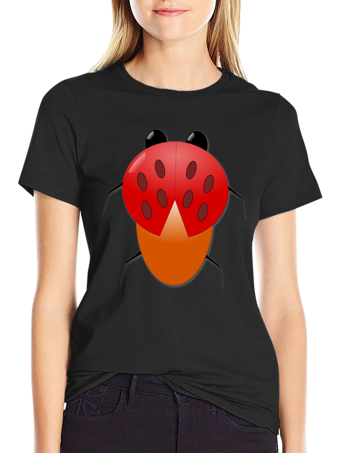 Ladybug Graphic Tee - Novelty Print Crew Neck T-Shirt