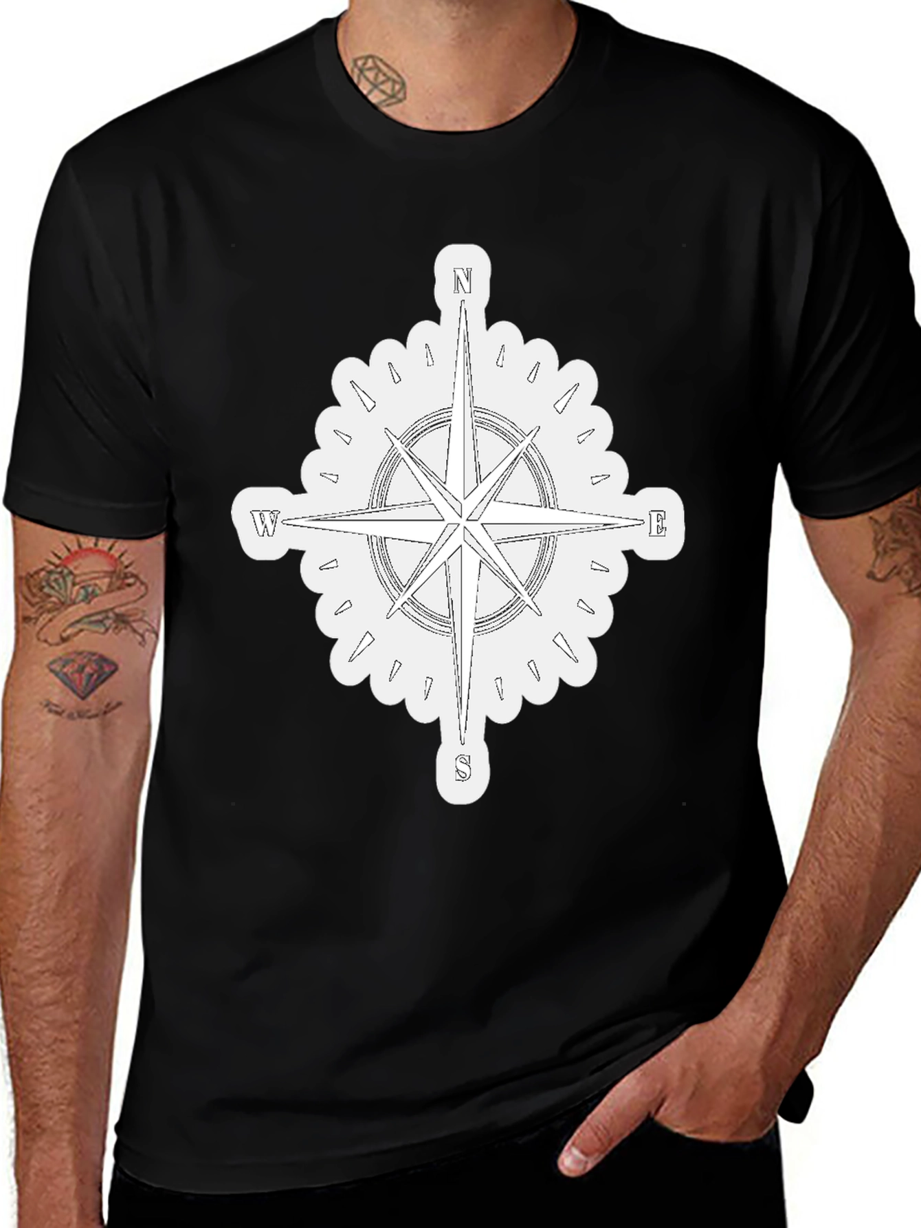 Compass Graphic T-Shirt - Mens Black Tee