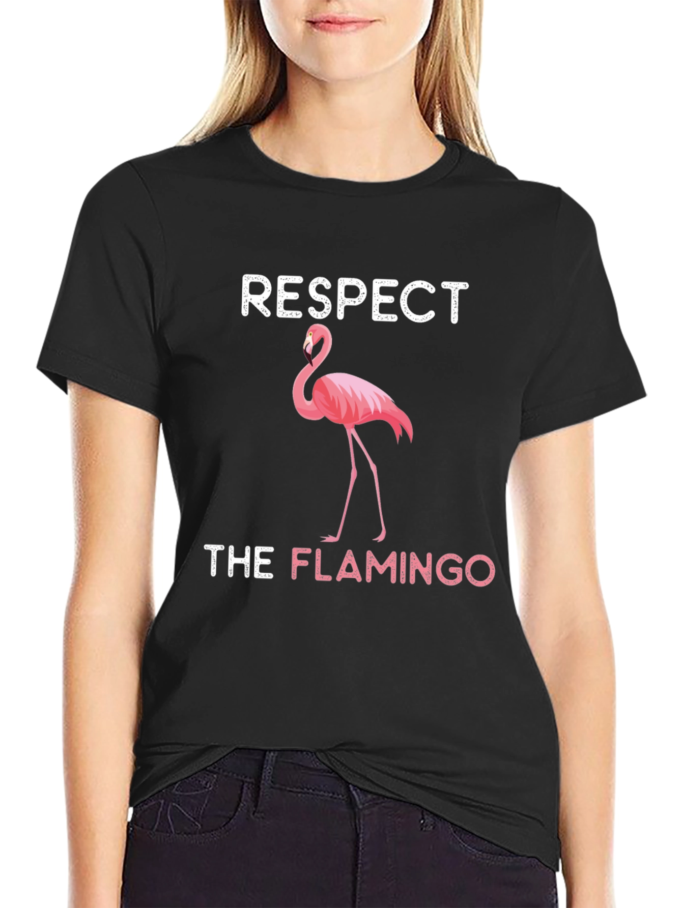 Respect the Flamingo T-Shirt - Quirky Graphic Tee