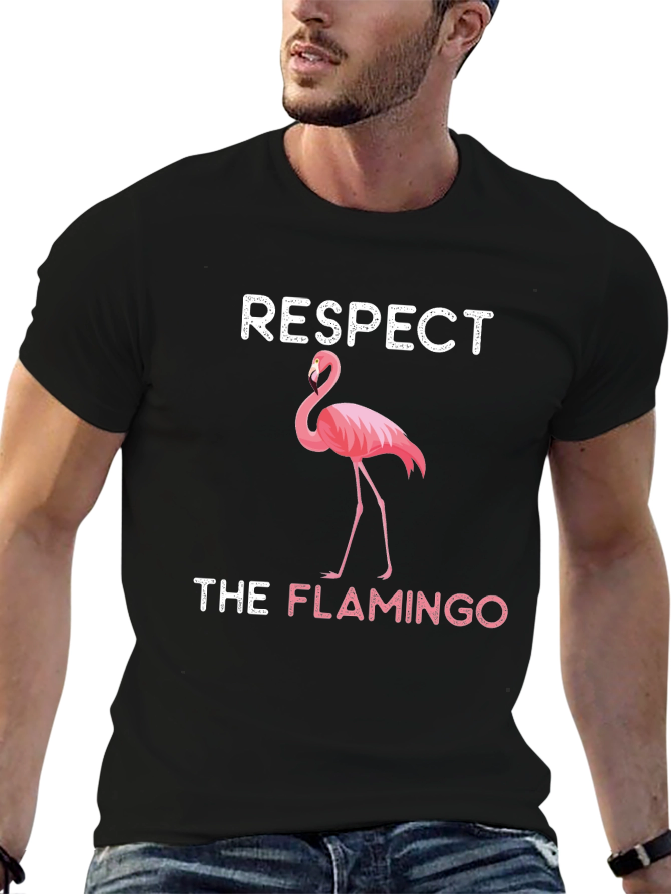 Respect the Flamingo T-Shirt - Quirky Graphic Tee