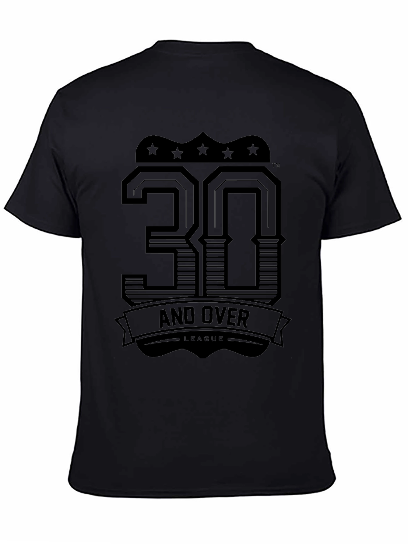 30 and Over League Black Graphic Tee