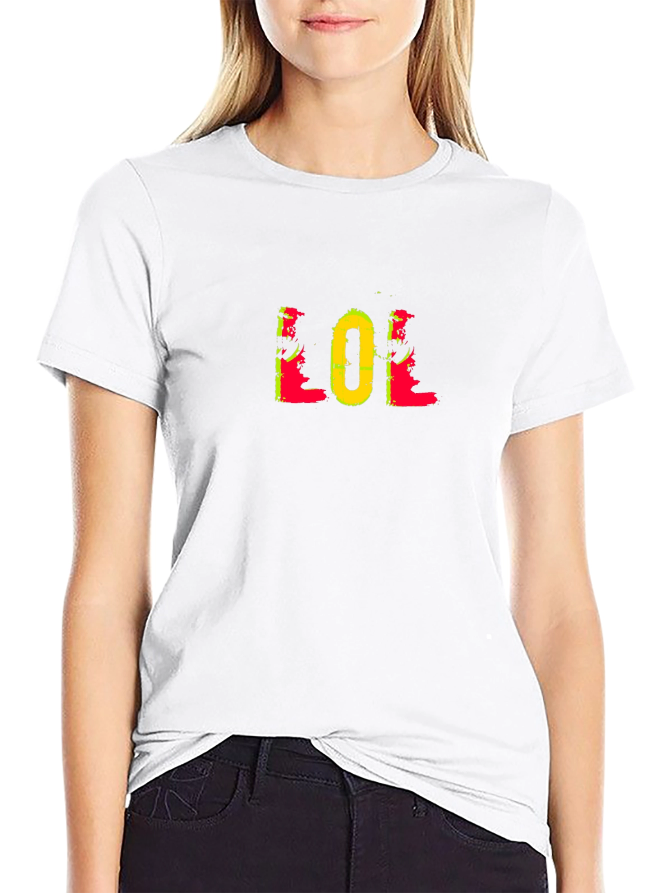 LOL Graphic Print Black Tee