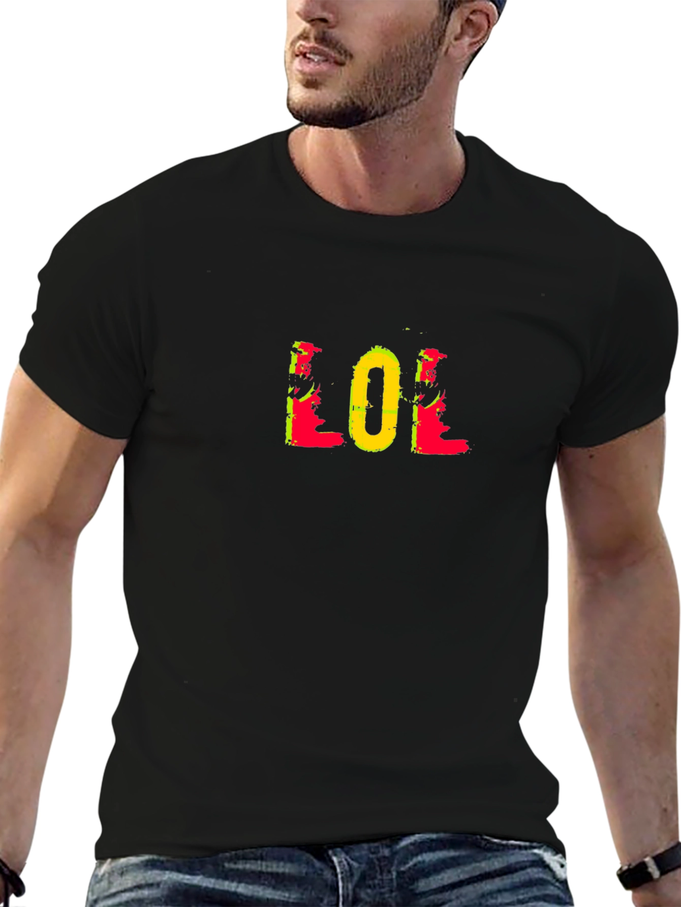 LOL Graphic Print Black Tee