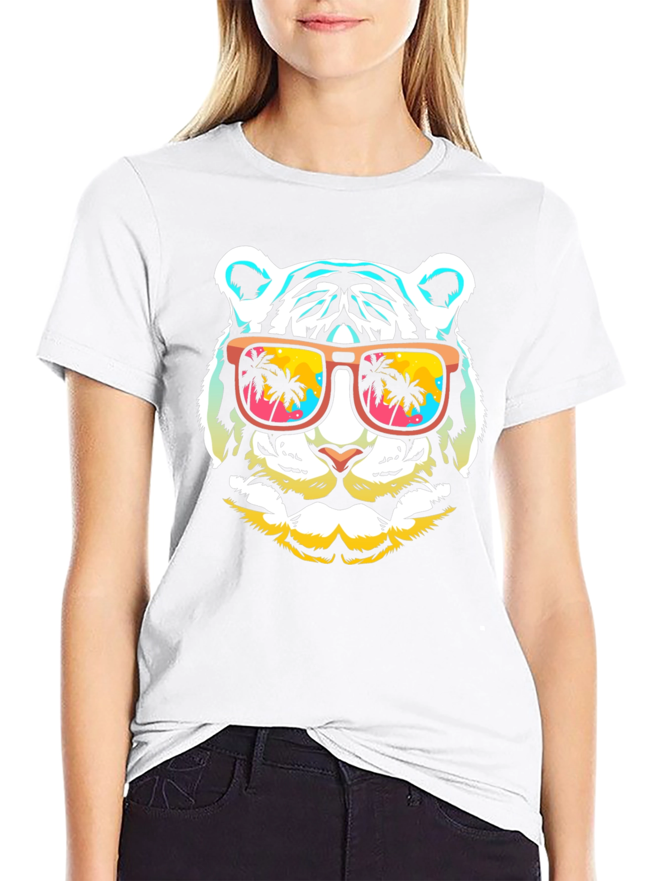 Cool Tiger with Sunglasses Graphic T-Shirt