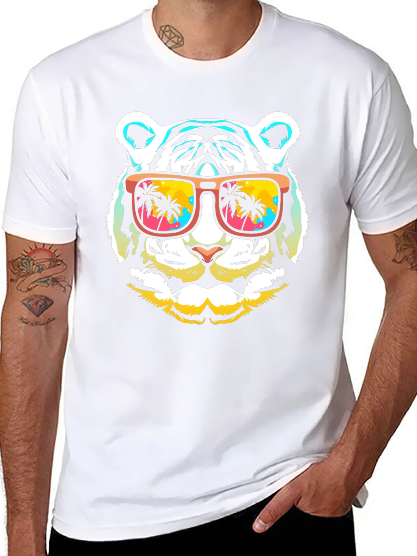 Cool Tiger with Sunglasses Graphic T-Shirt