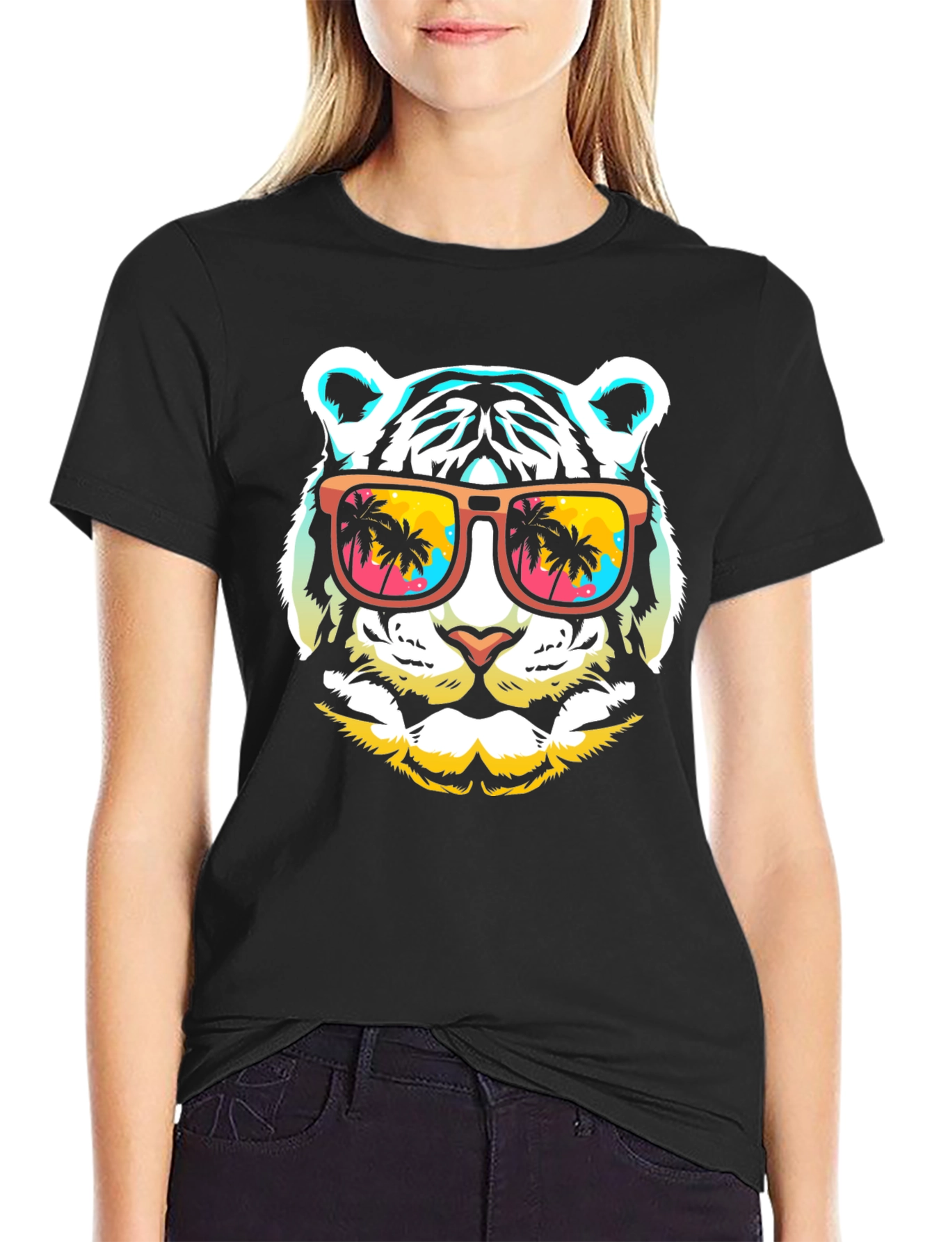 Cool Tiger with Sunglasses Graphic T-Shirt