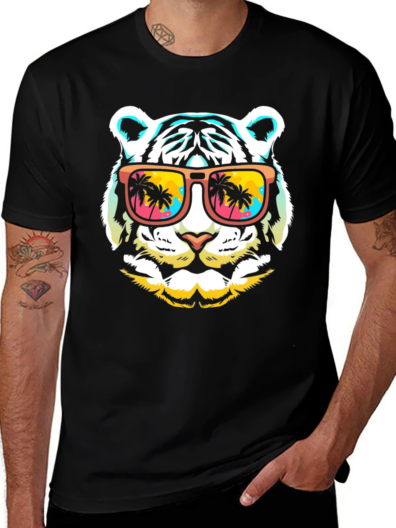 Cool Tiger with Sunglasses Graphic T-Shirt