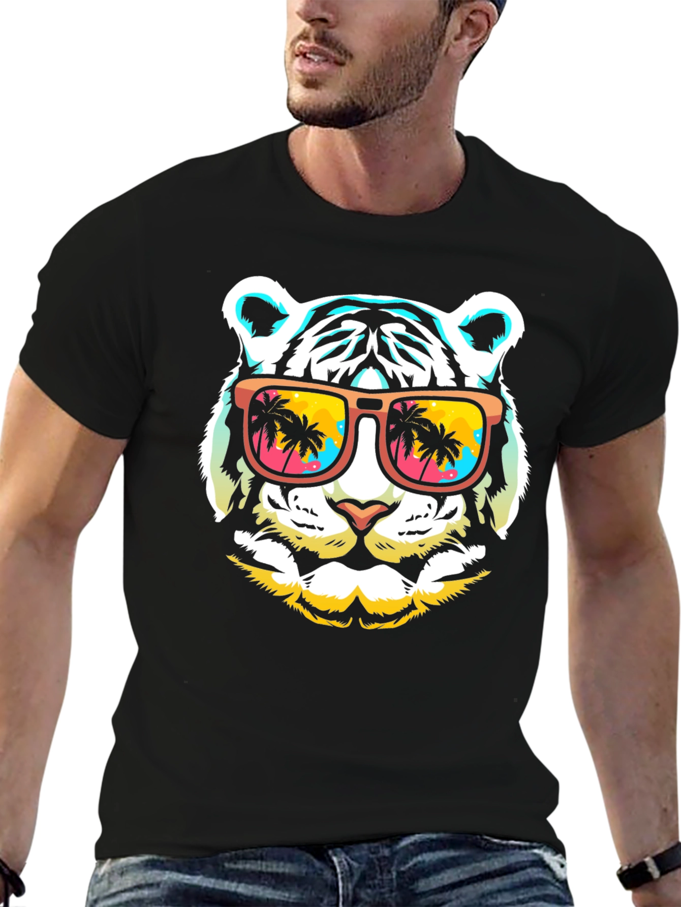 Cool Tiger with Sunglasses Graphic T-Shirt