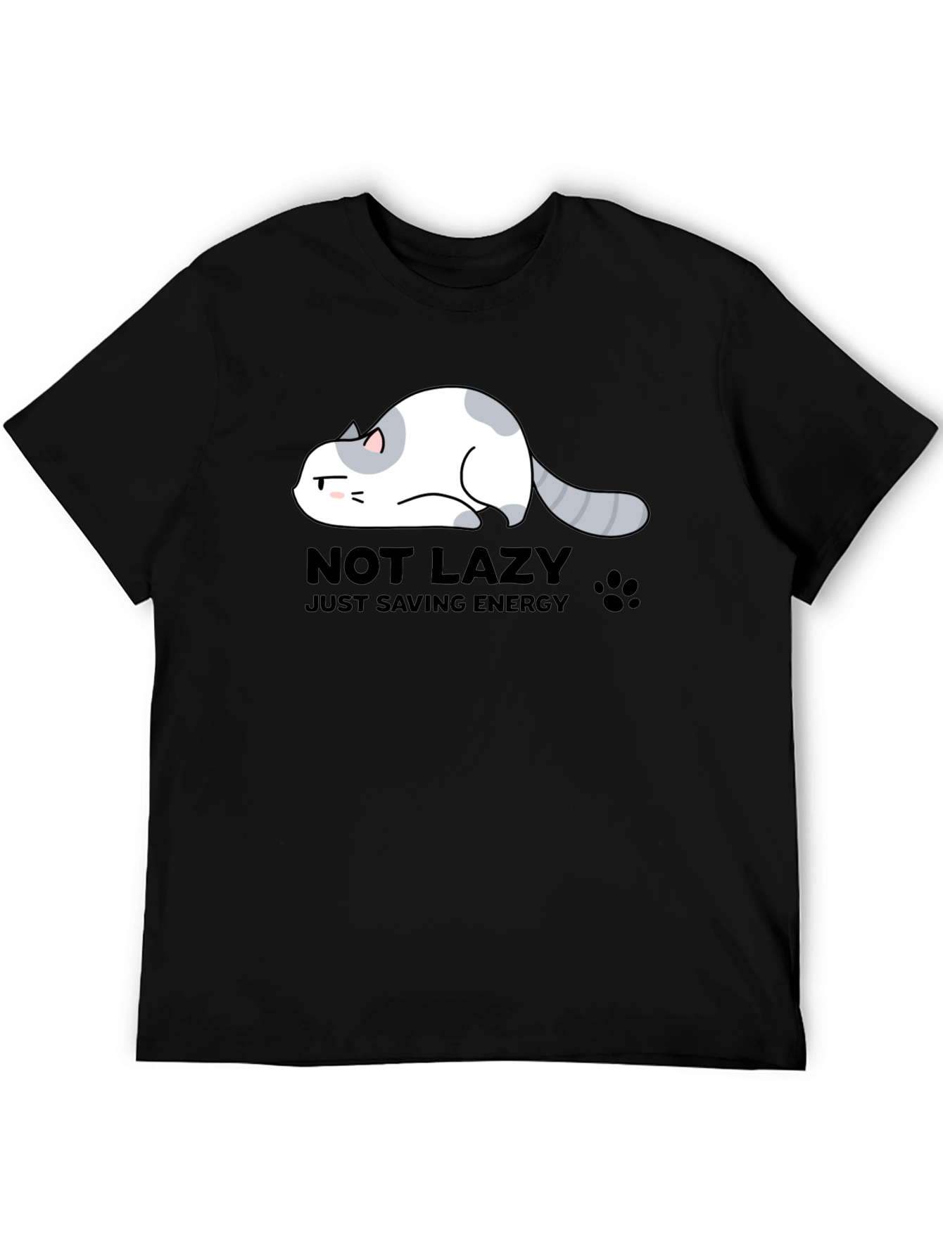 Not Lazy Just Saving Energy Cat Graphic T-Shirt
