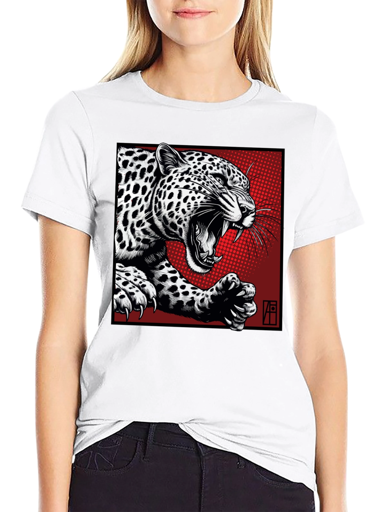 Leopard Graphic T-Shirt - Bold Black Tee