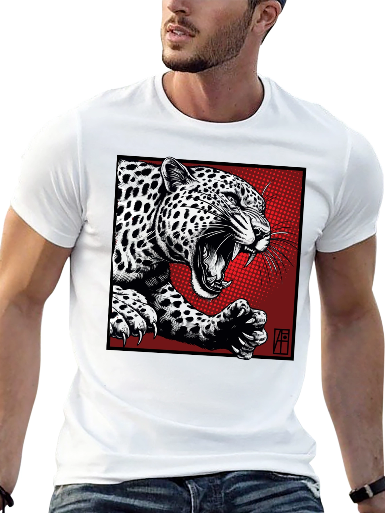 Leopard Graphic T-Shirt - Bold Black Tee
