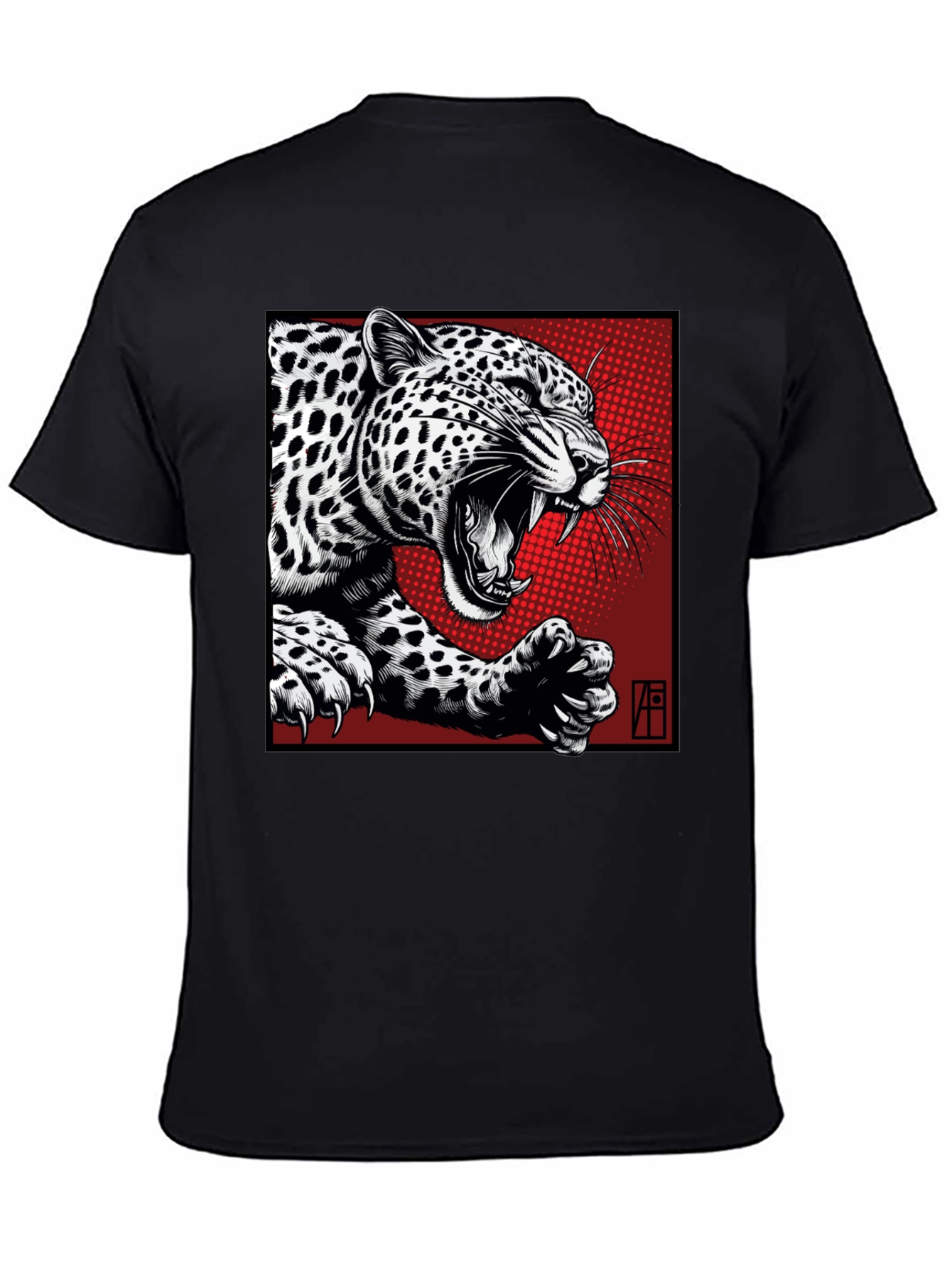 Leopard Graphic T-Shirt - Bold Black Tee