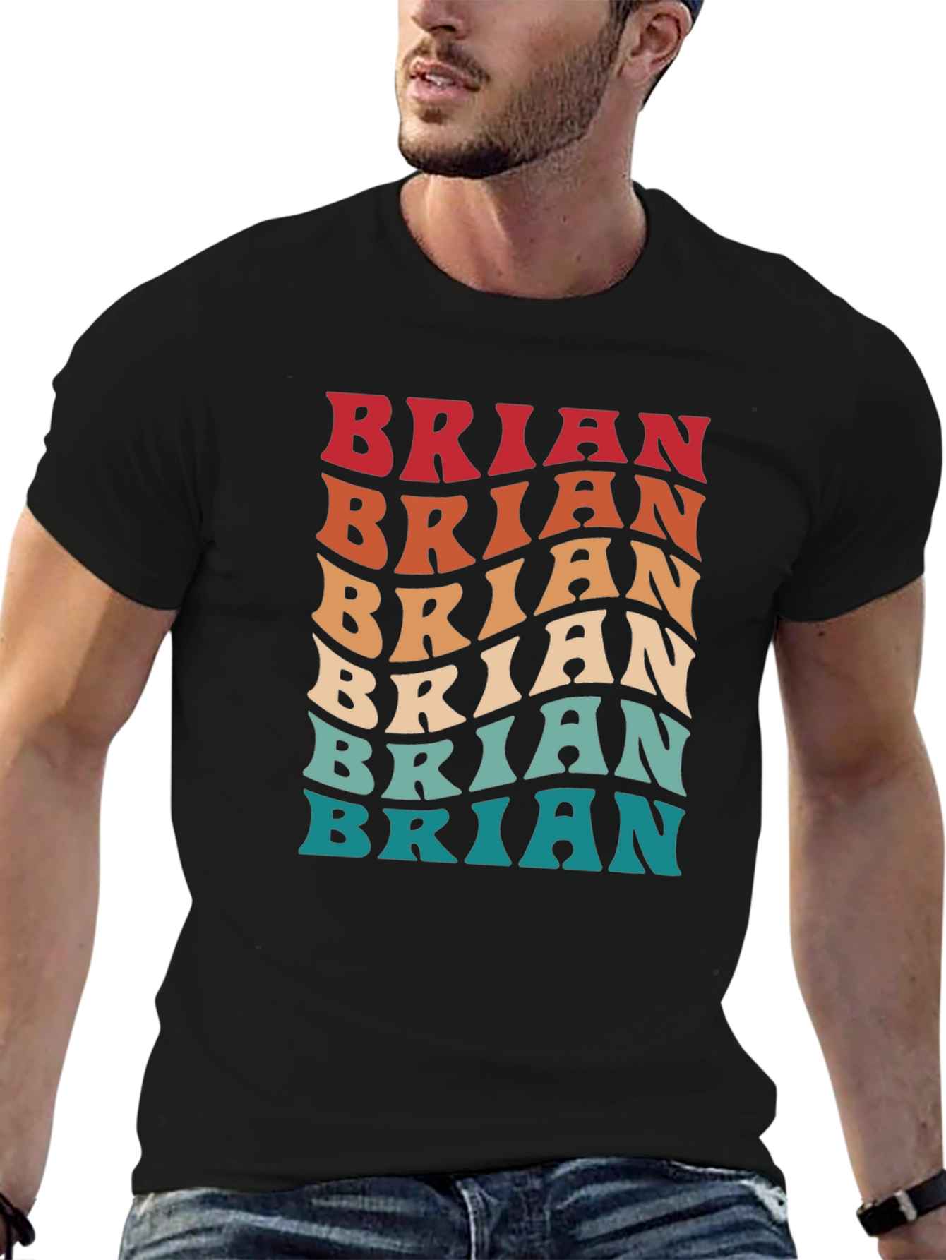 Brian Retro Wave Text T-Shirt