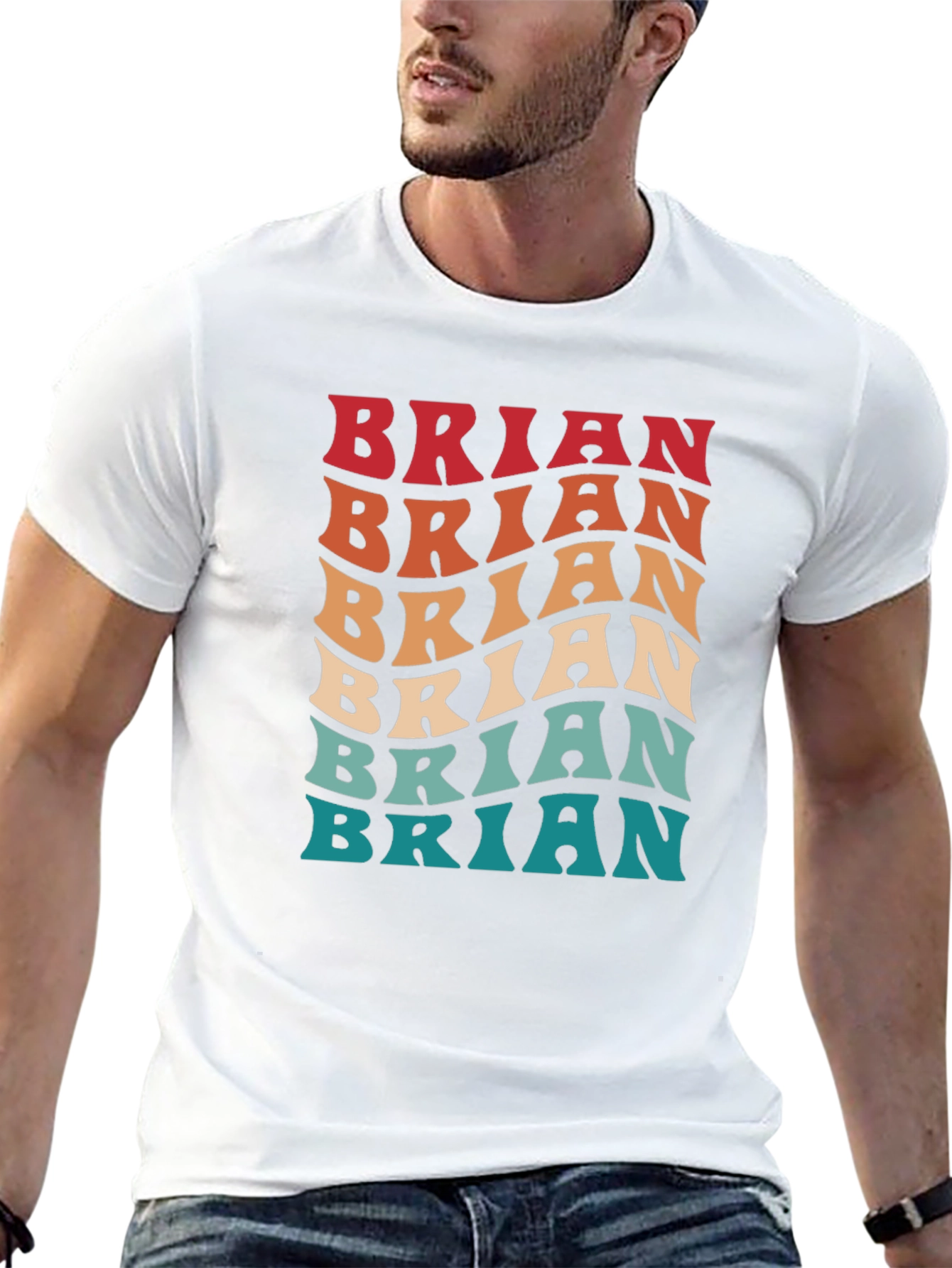 Brian Retro Wave Text T-Shirt