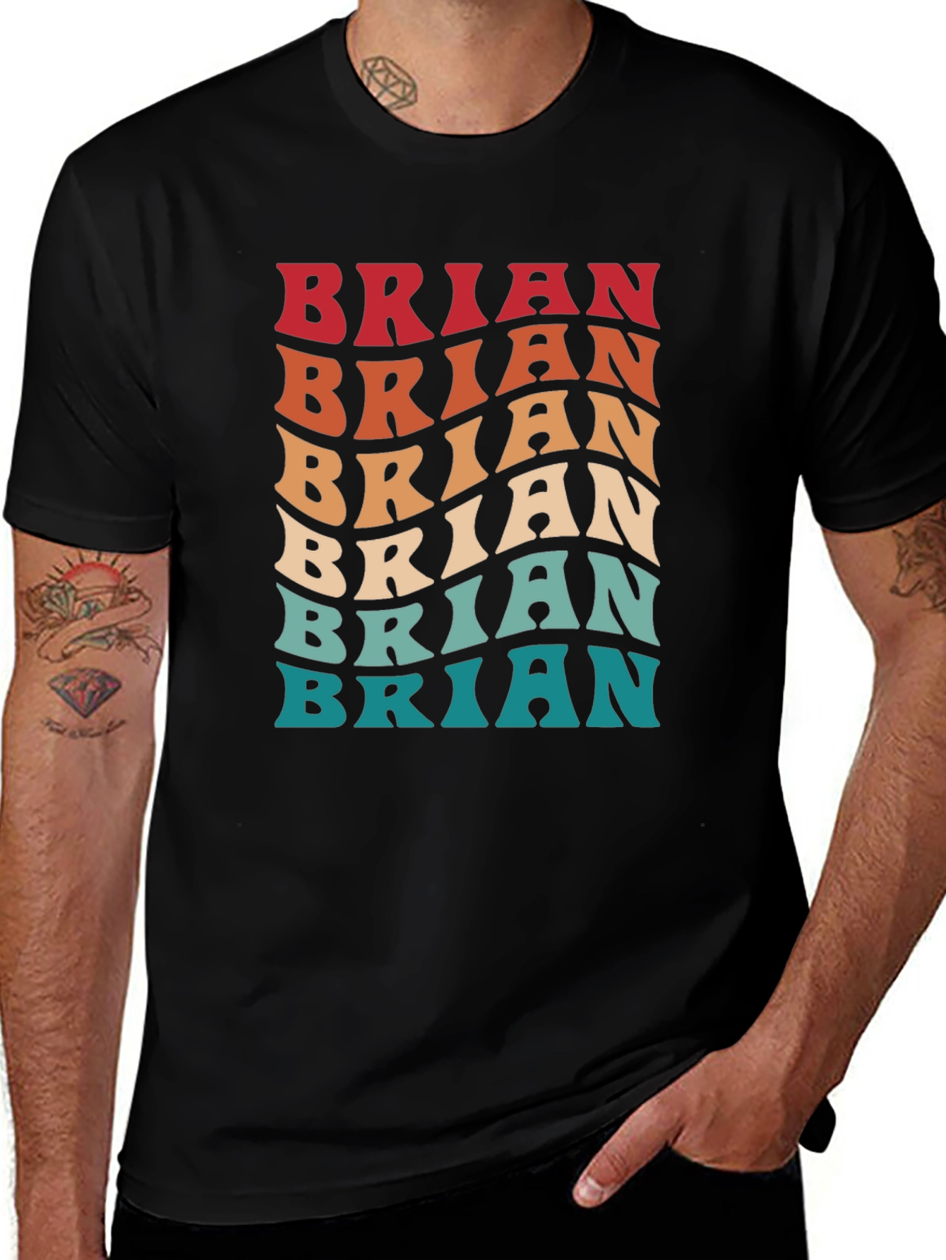 Brian Retro Wave Text T-Shirt