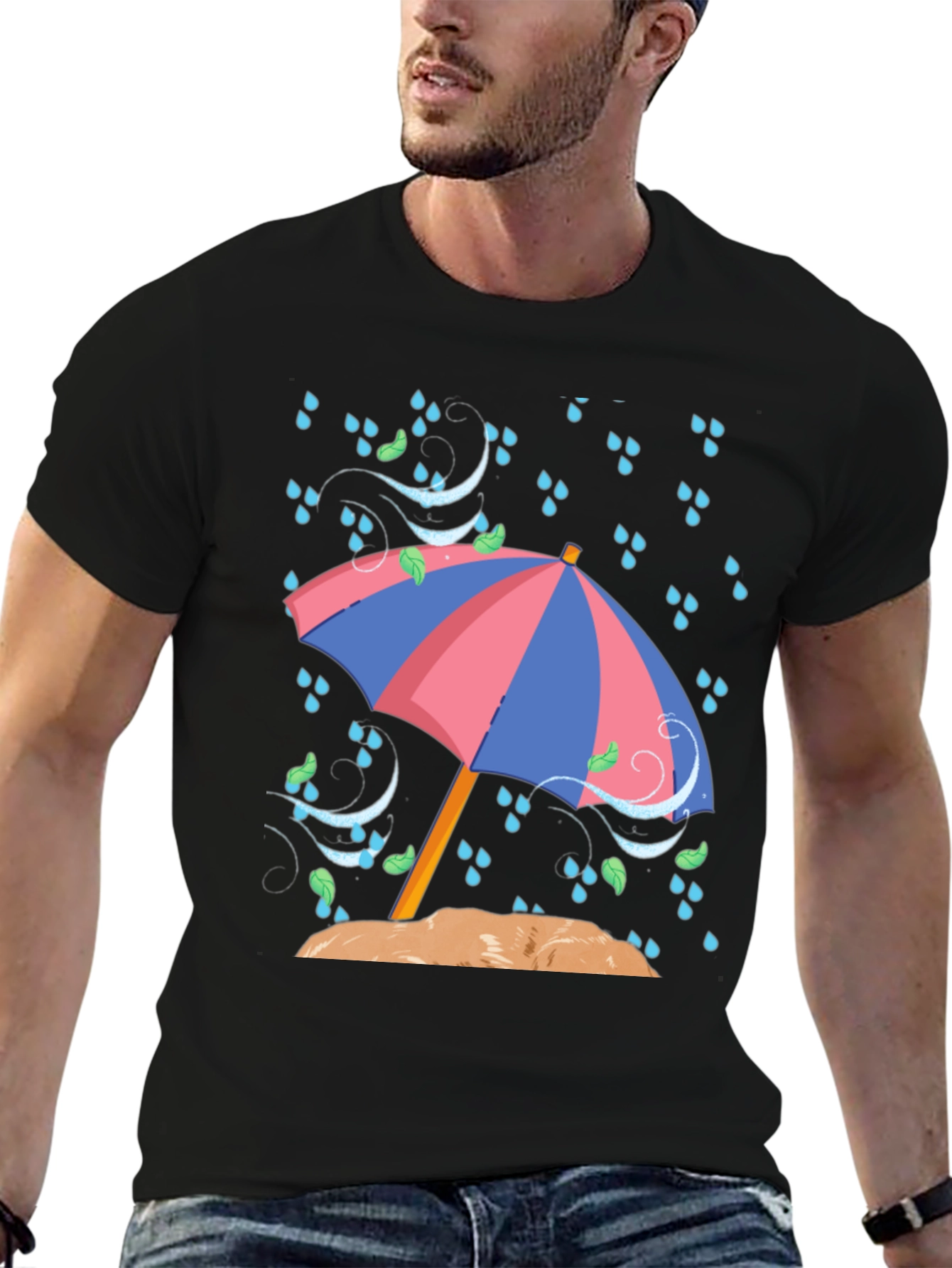 Rainy Day Umbrella Graphic T-Shirt