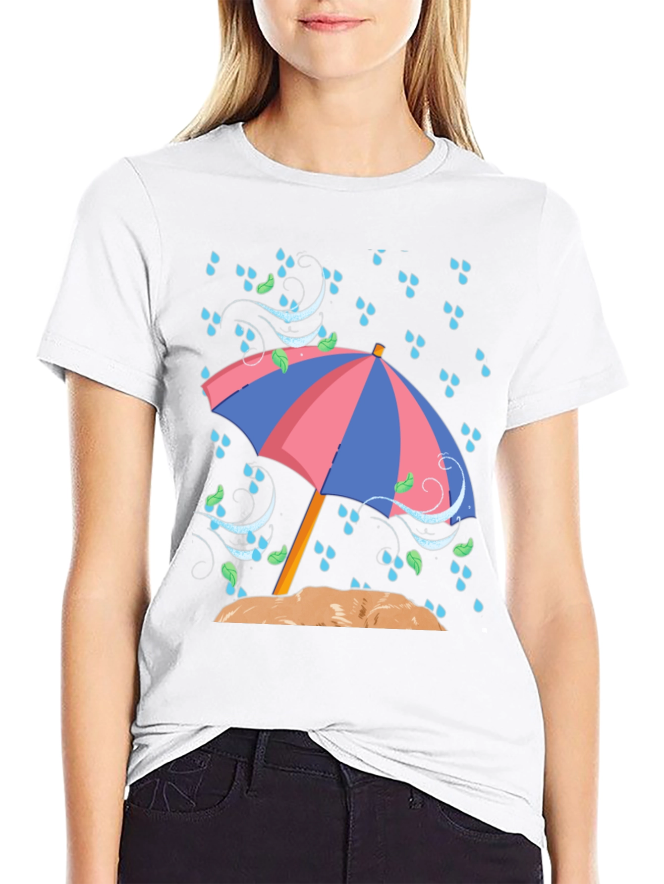 Rainy Day Umbrella Graphic T-Shirt