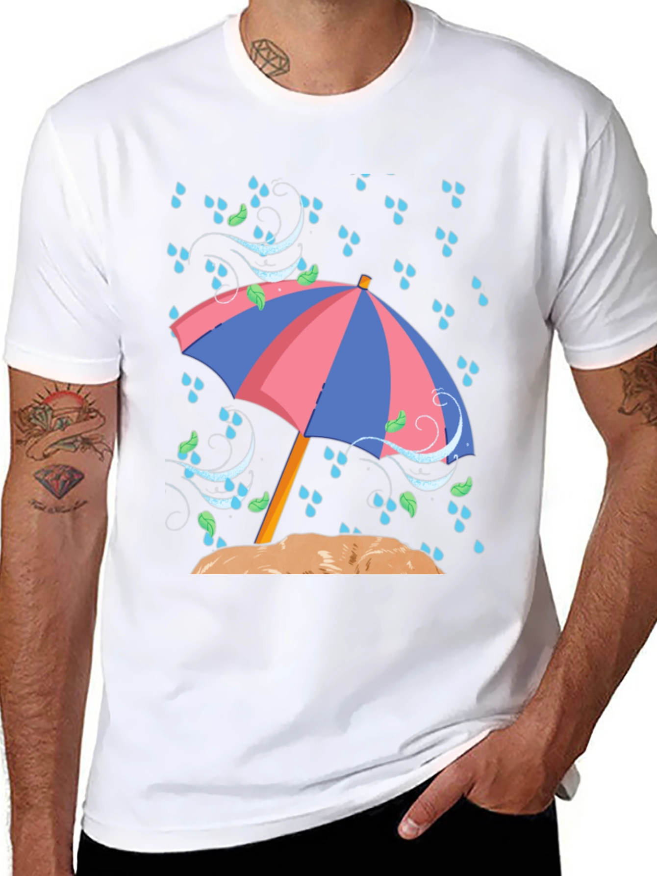 Rainy Day Umbrella Graphic T-Shirt