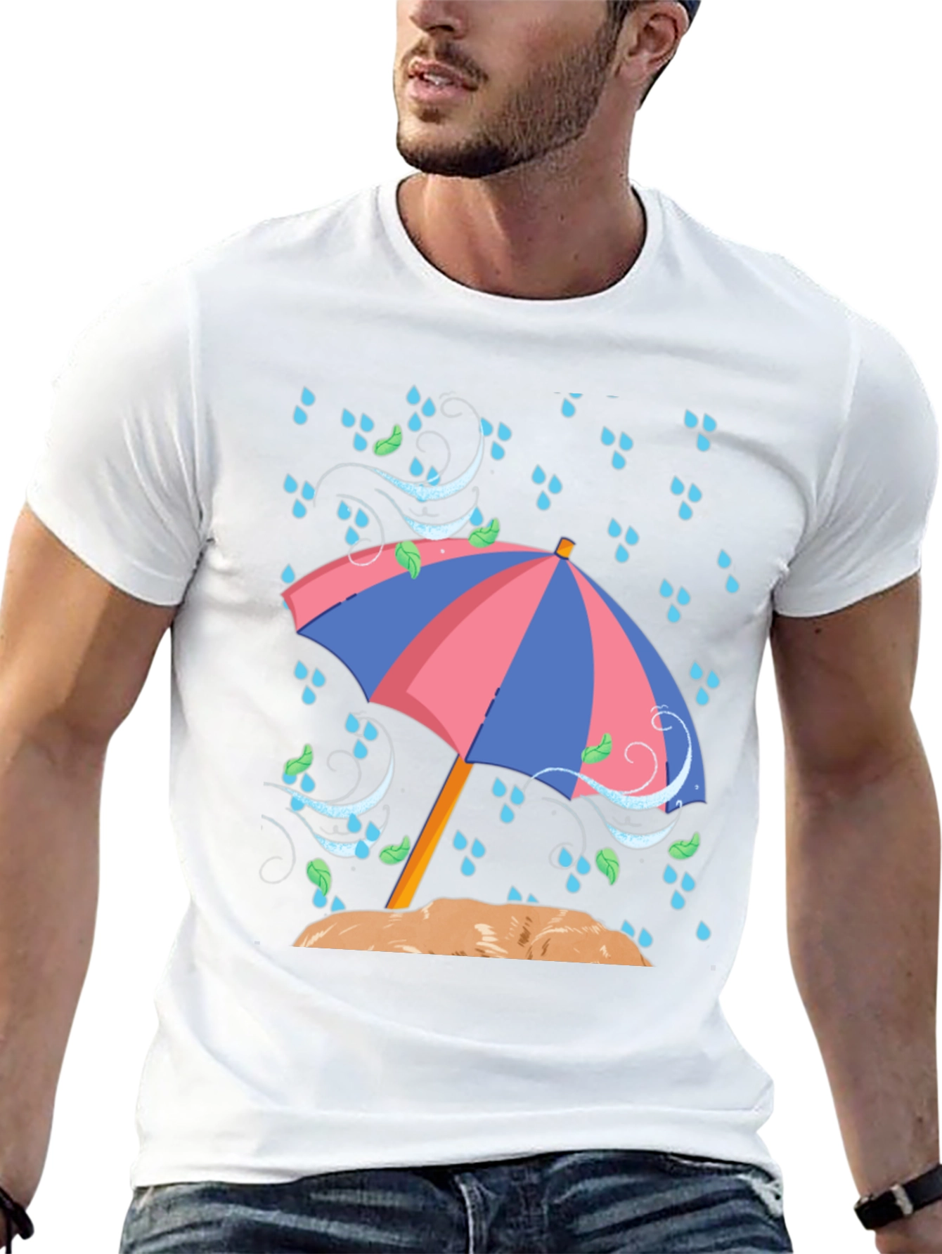 Rainy Day Umbrella Graphic T-Shirt