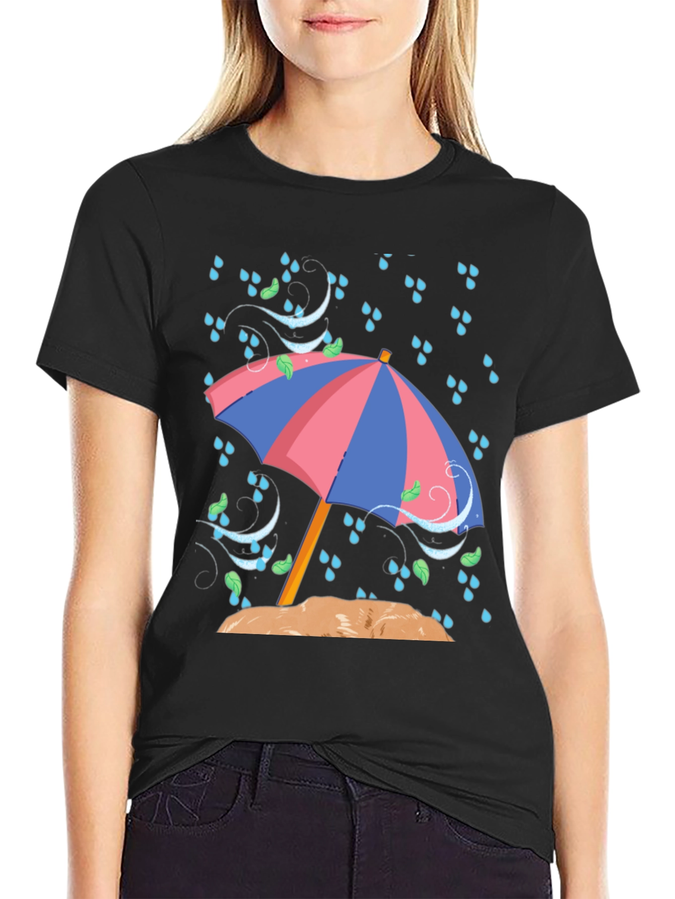 Rainy Day Umbrella Graphic T-Shirt