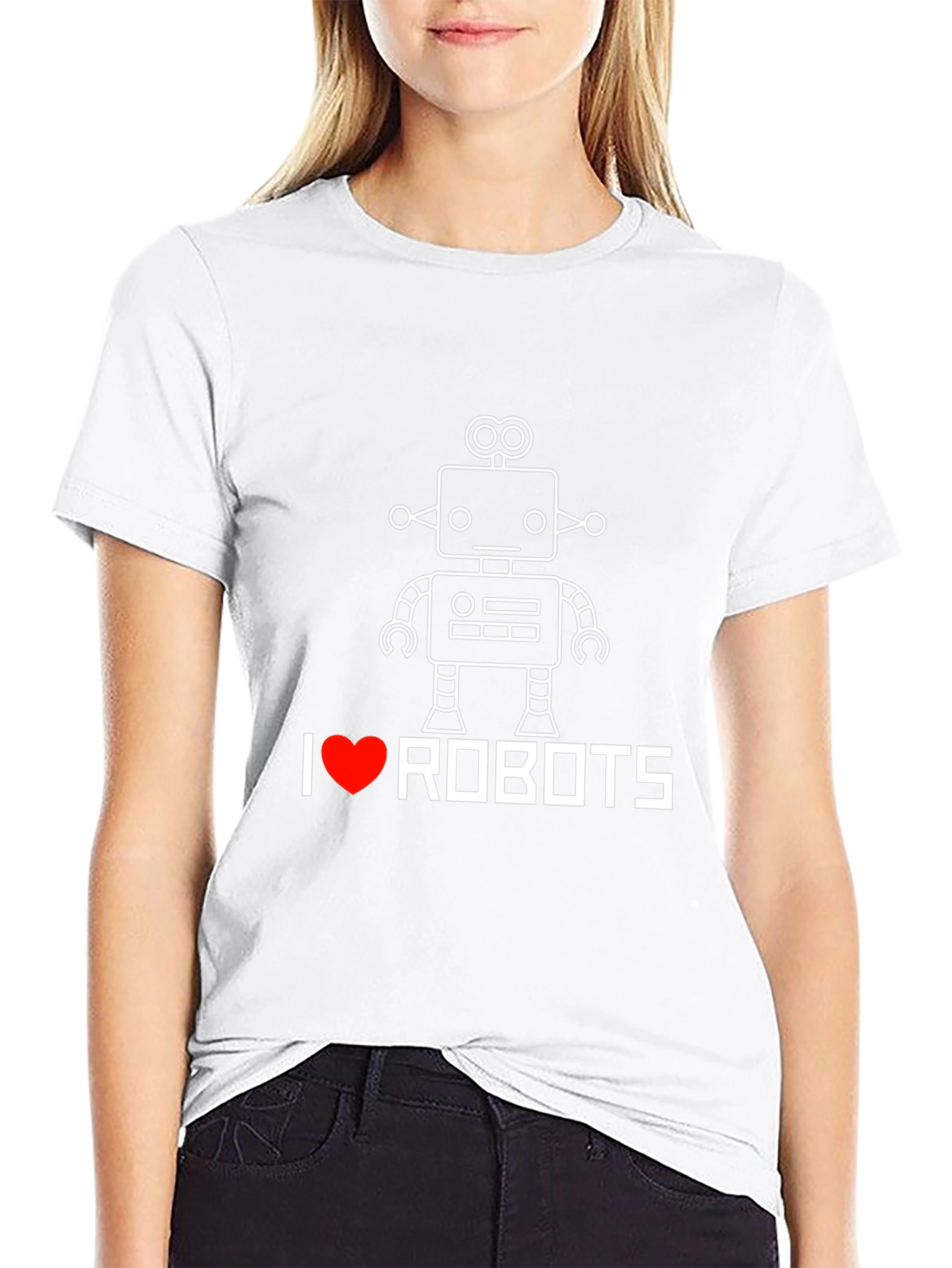 I Heart Robots Graphic Tee - Black Cotton