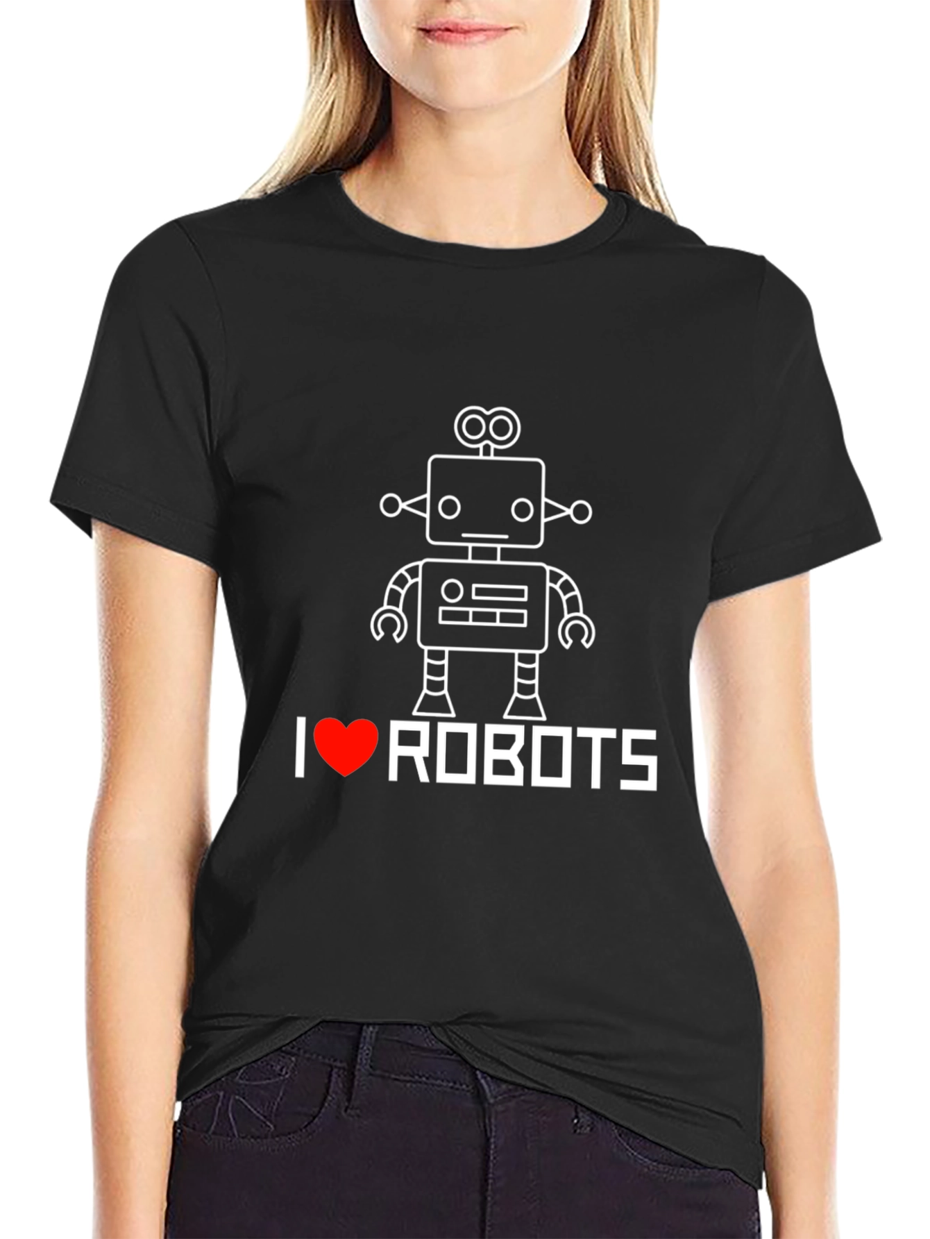 I Heart Robots Graphic Tee - Black Cotton