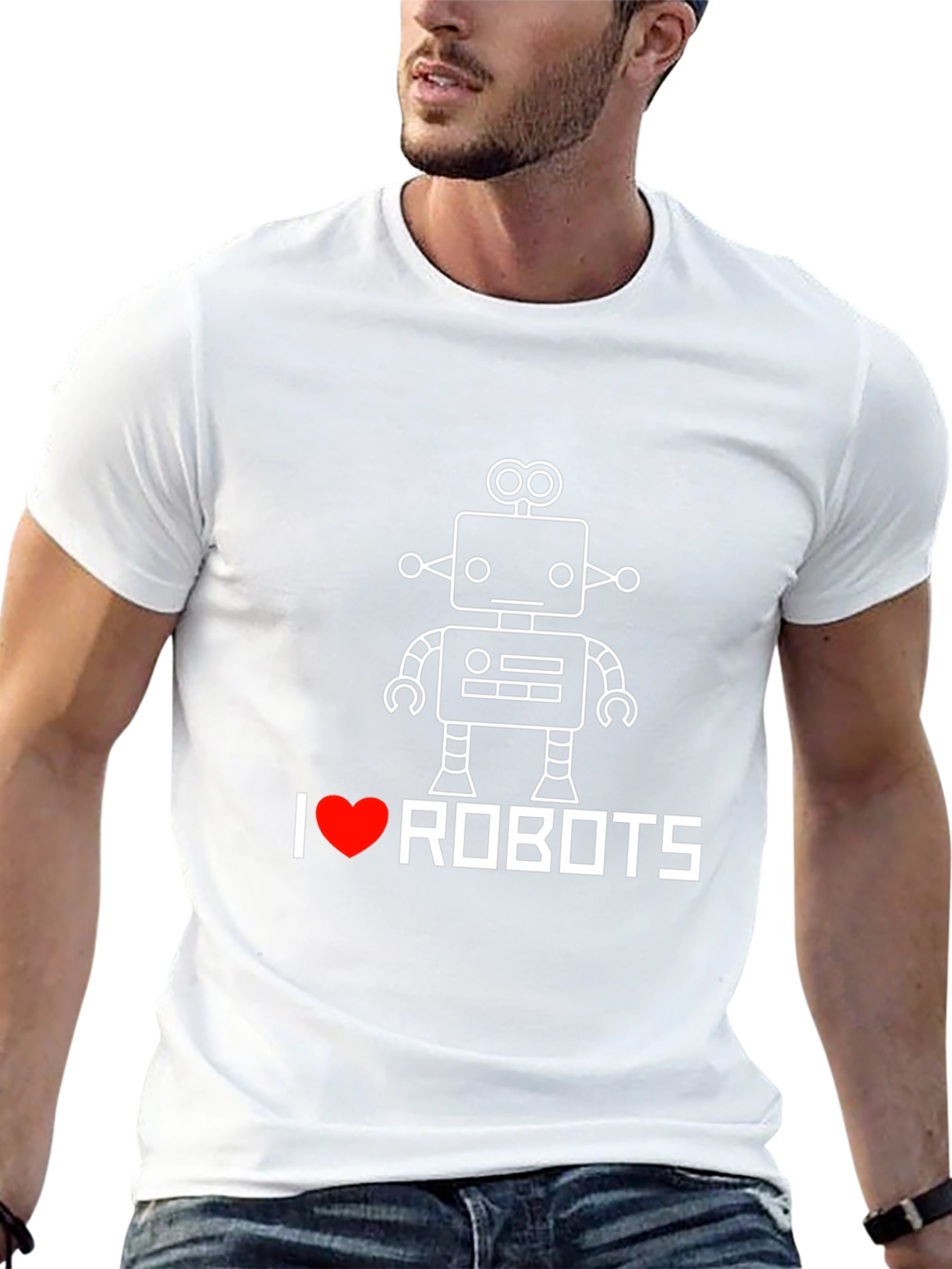I Heart Robots Graphic Tee - Black Cotton